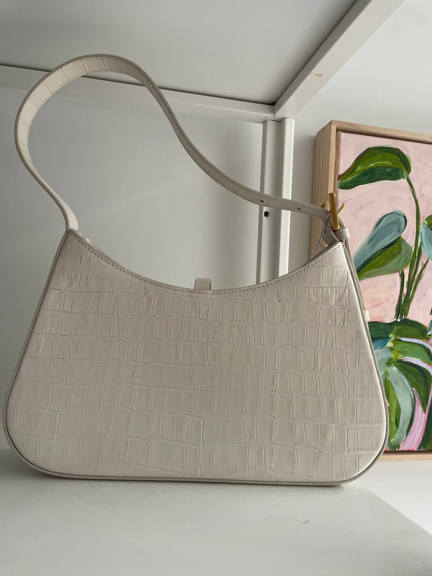 Demellier London off white croc effect hand bag new