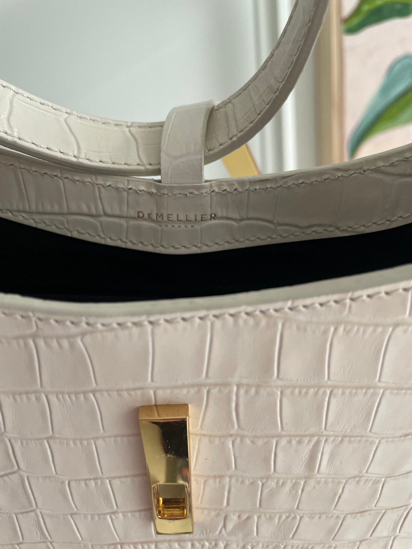 Demellier London off white croc effect hand bag new