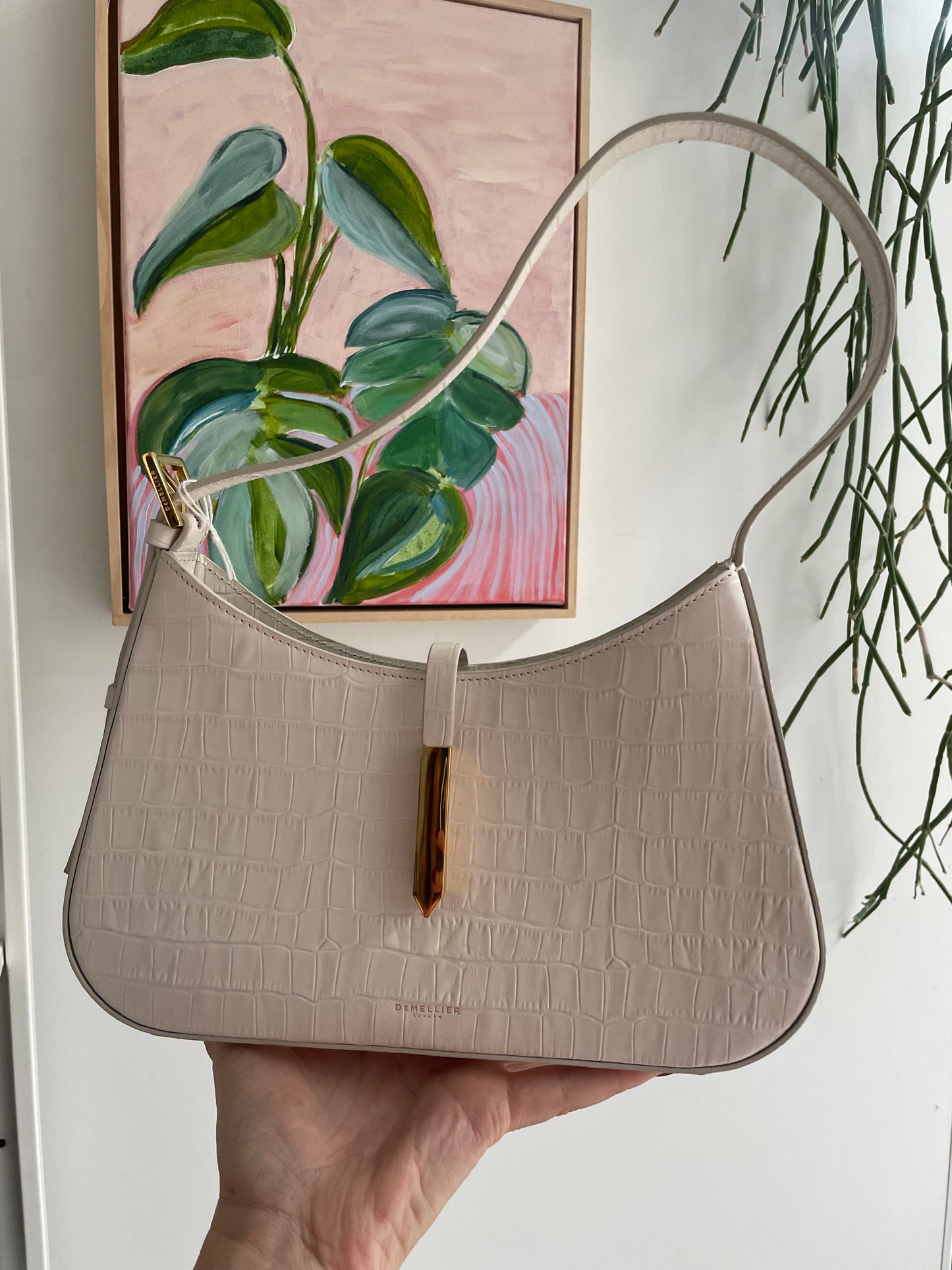 Demellier London off white croc effect hand bag new