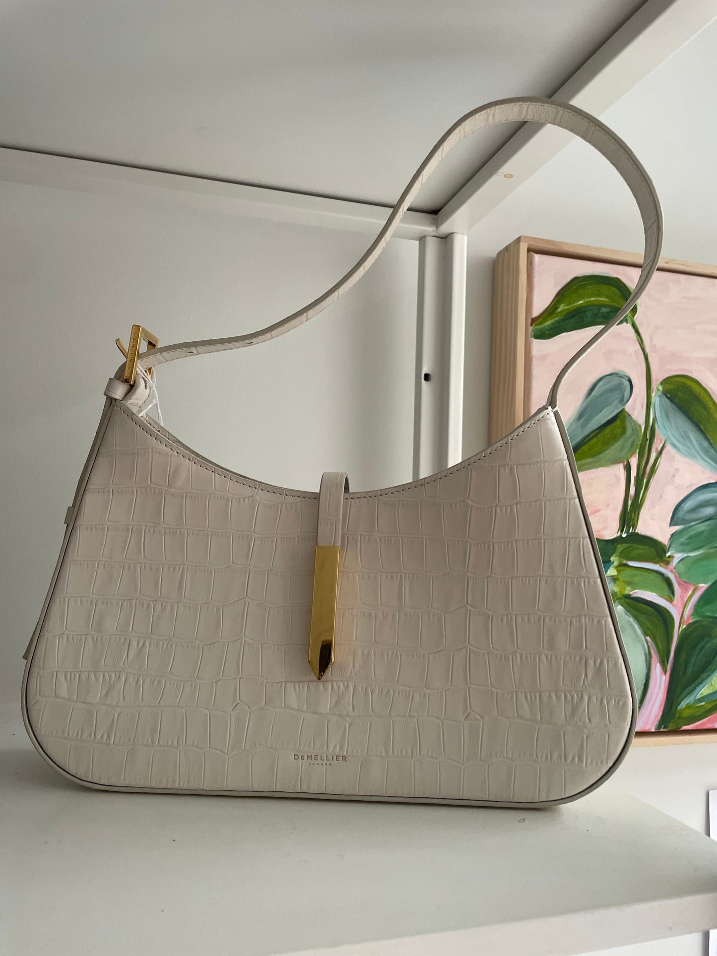 Demellier London off white croc effect hand bag new