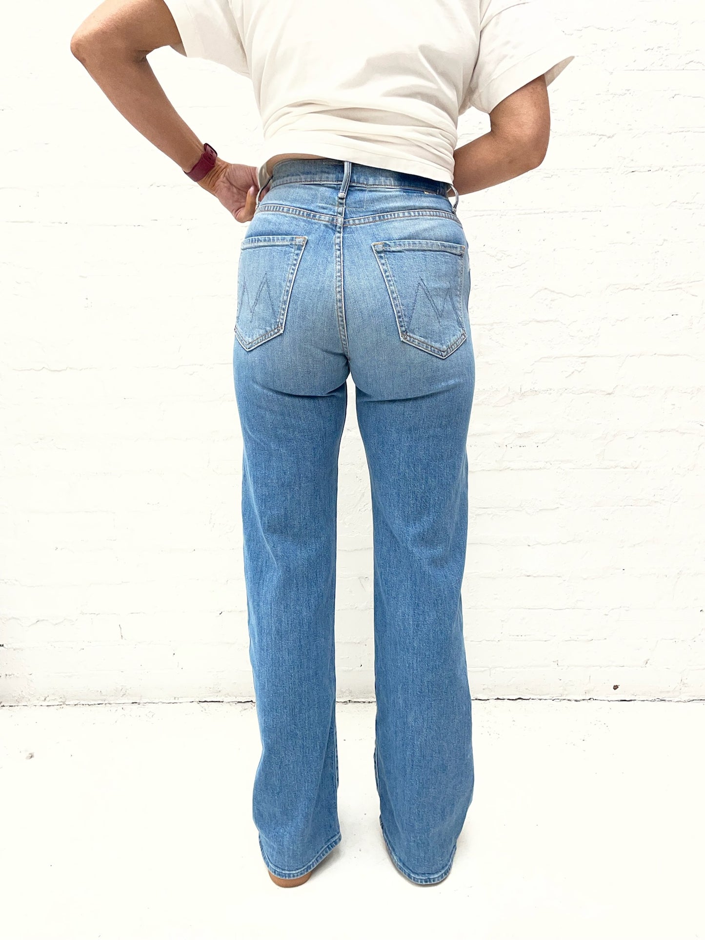 Mother The Lasso Heel in How To Talk To A Tiger wash jeans size 27