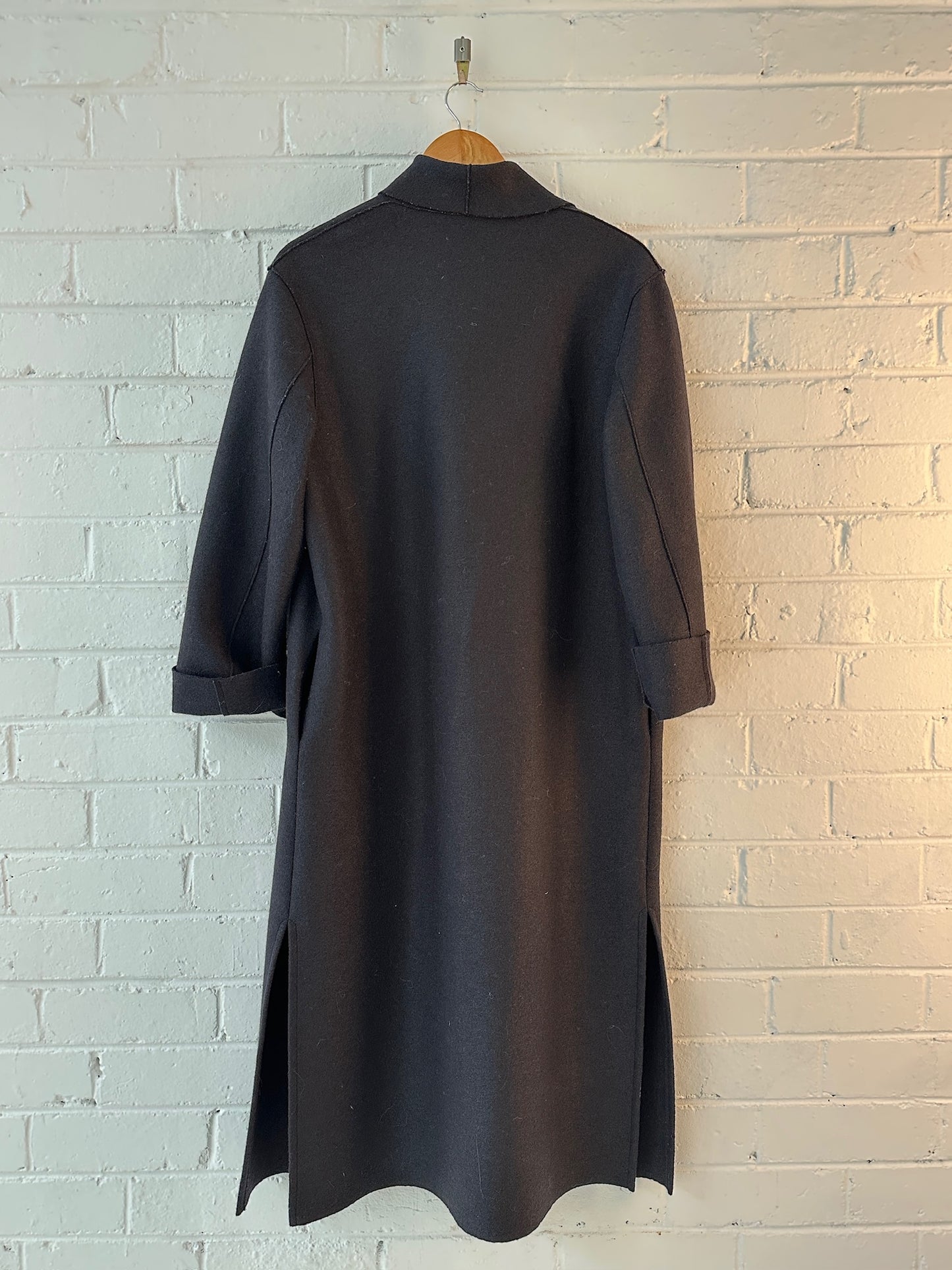 Harris Wharf black virgin wool coat S to M