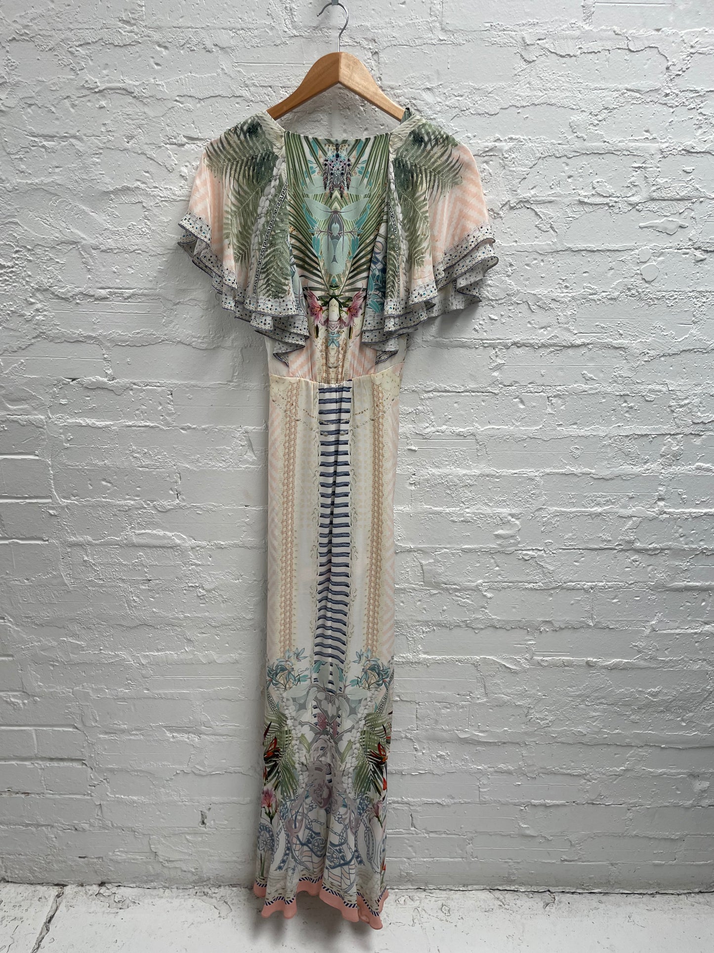 Camilla silk maxi wrap dress flat sleeve size XS