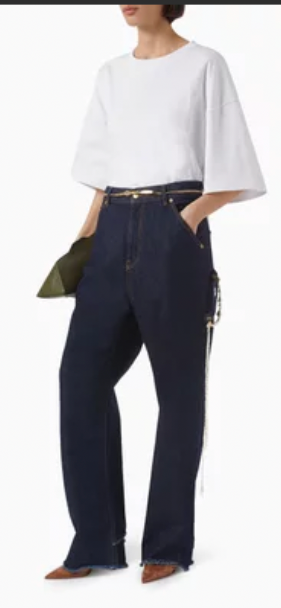 Dark Park Lisa loose for Carpenter jeans with chain detail in dark blue 28 new