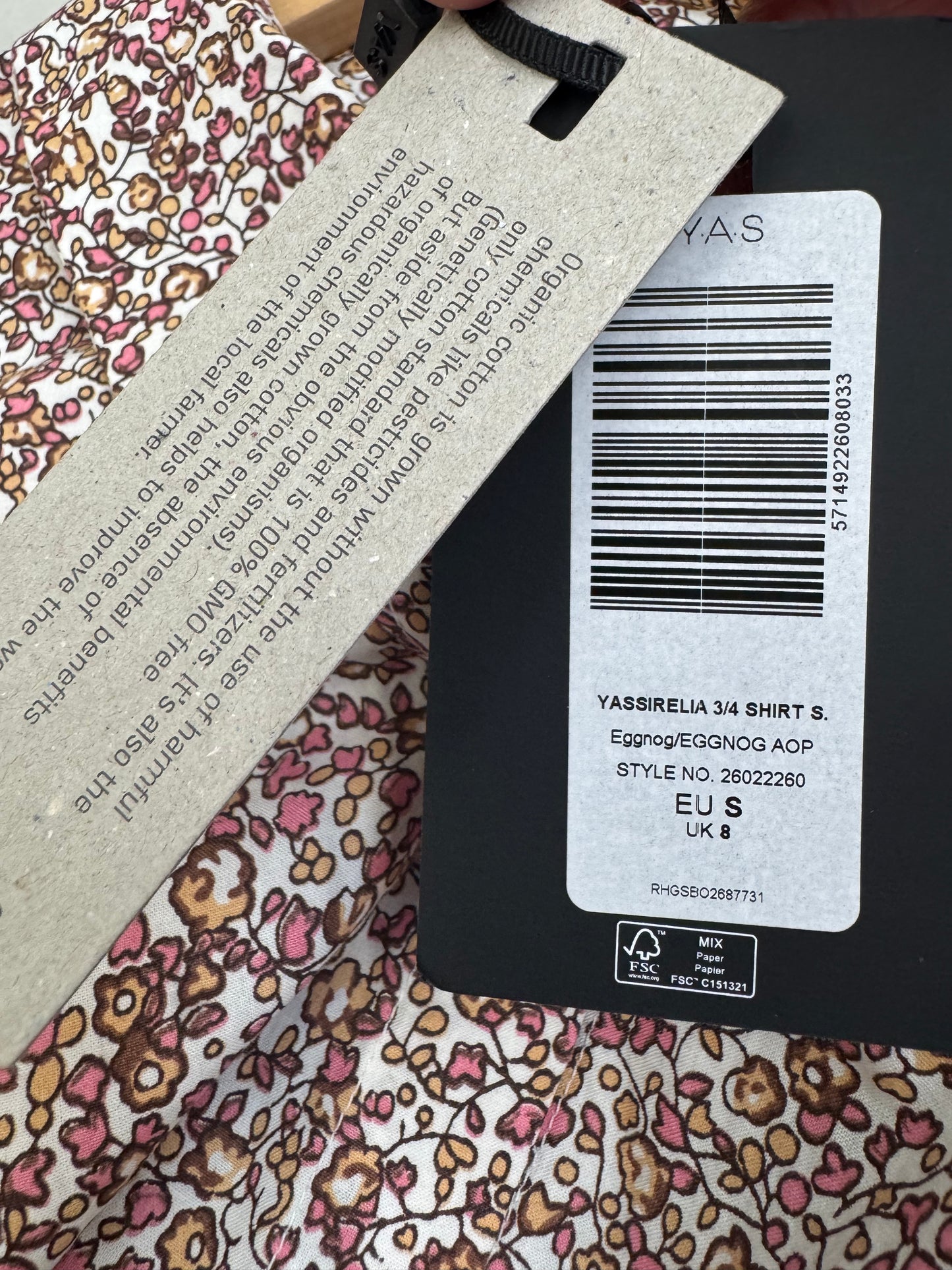 Y.A.S 100% organic cotton floral blouse BNWT size 8