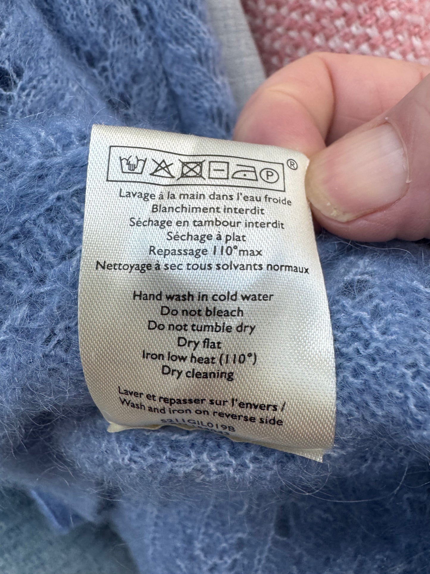 Sezane cornflower blue mohair knit cardigan size XS