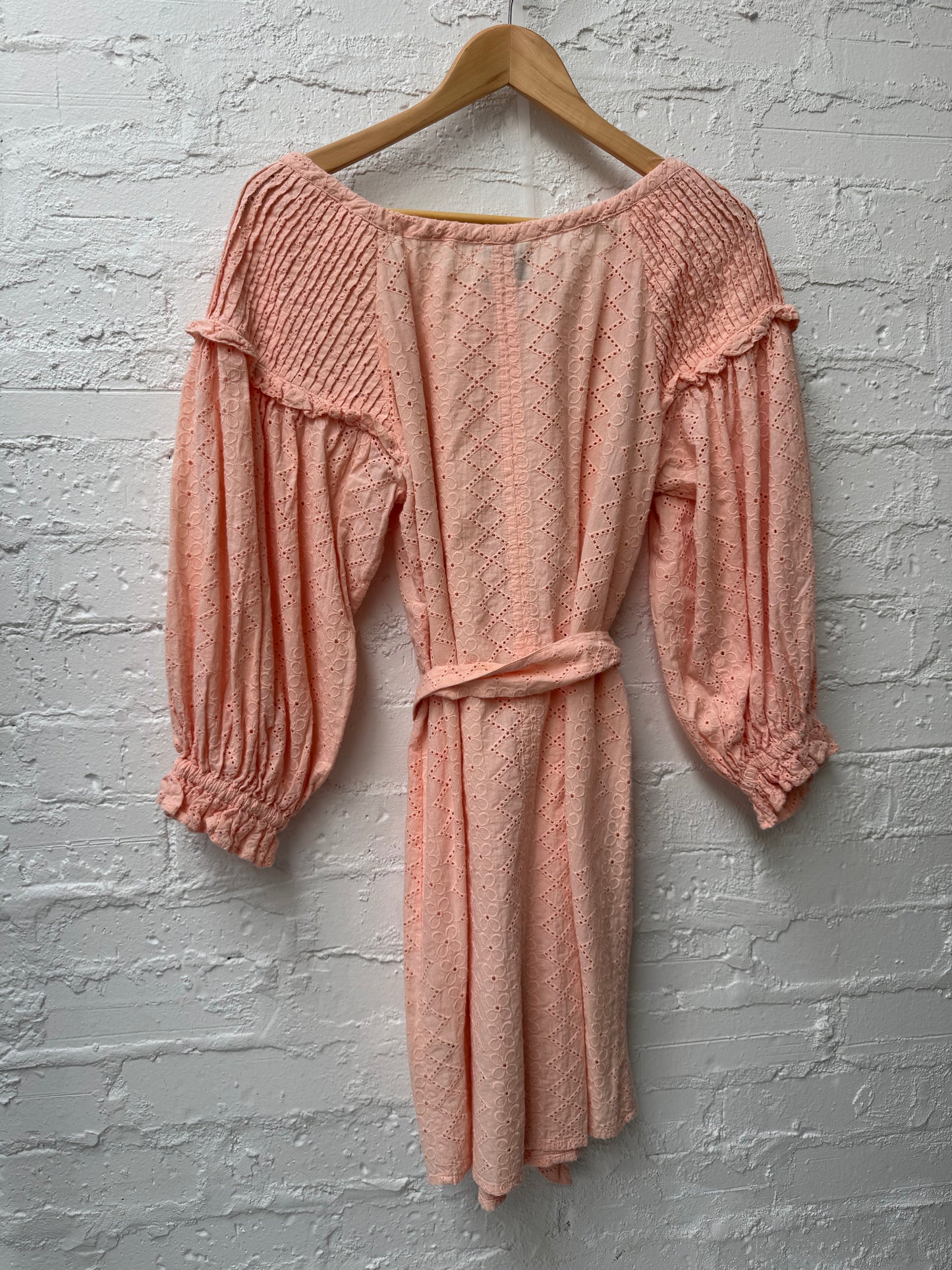 Innika Choo peach broidery dress. 100% cotton One size.