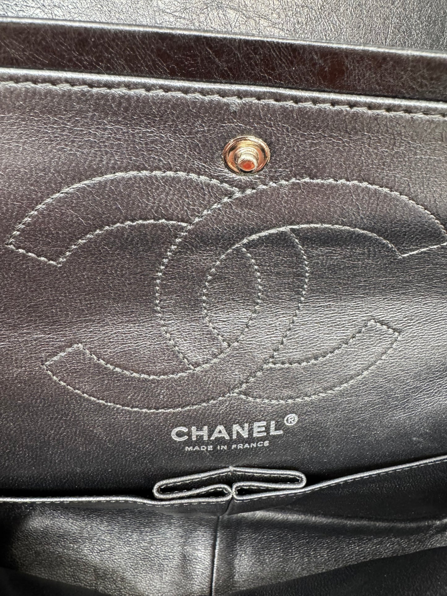 Chanel aged calf skin flap bag