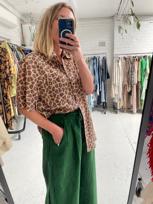 Blanca printed seersucker oversized shirt shirt sz M/L