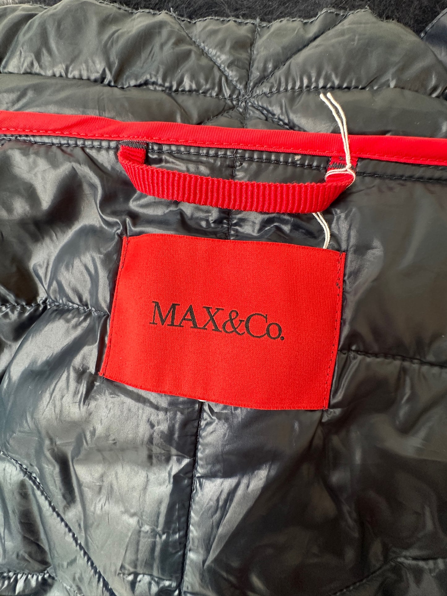 Max & Co lightweight navy puffer jacket with tie 14 UK