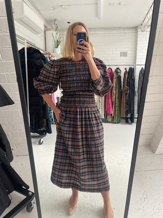 Ganni seersucker midi dress size 40 best for an 10-14
