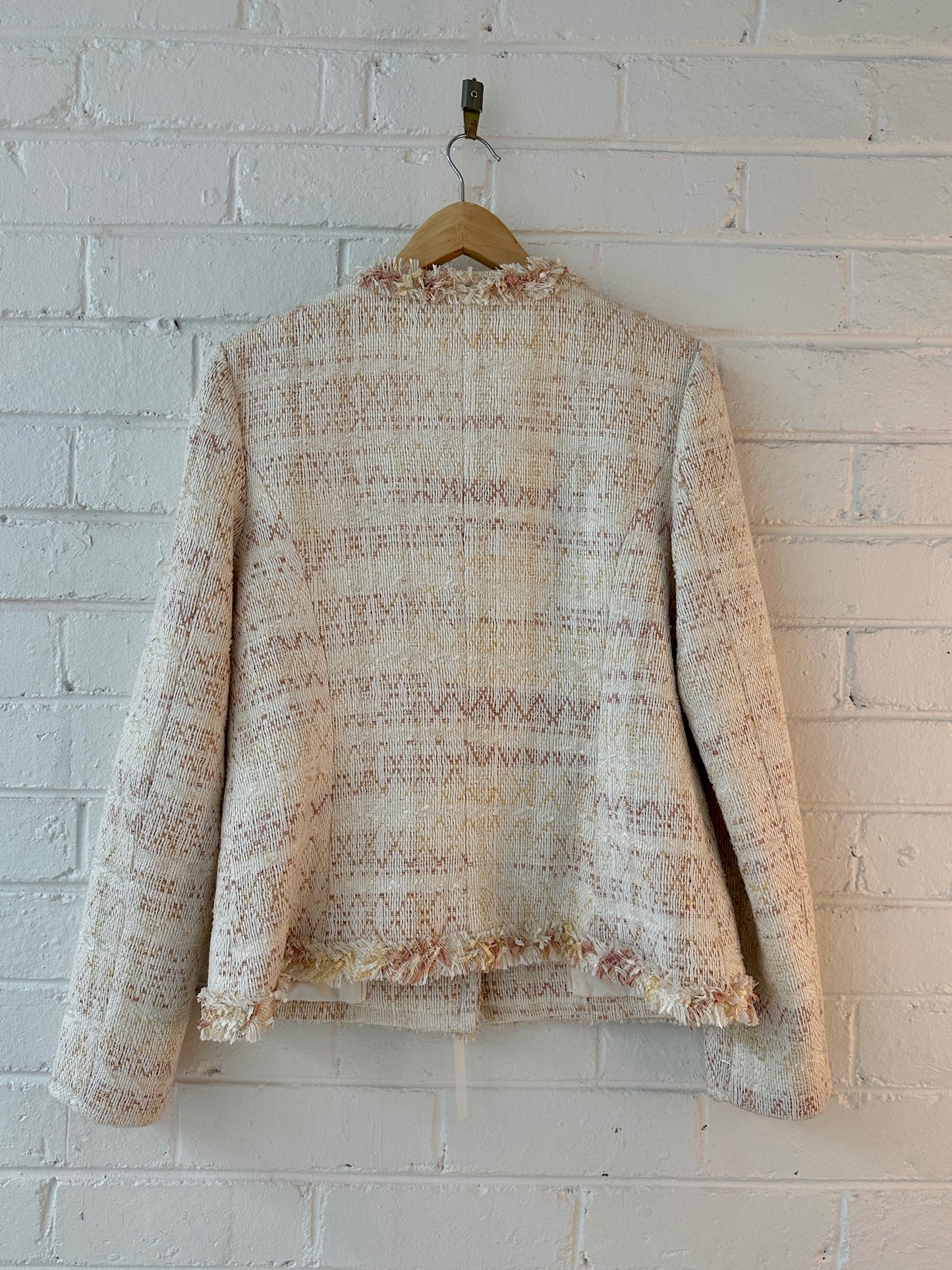 Karen Gee tweed cream tailored blazer sz M