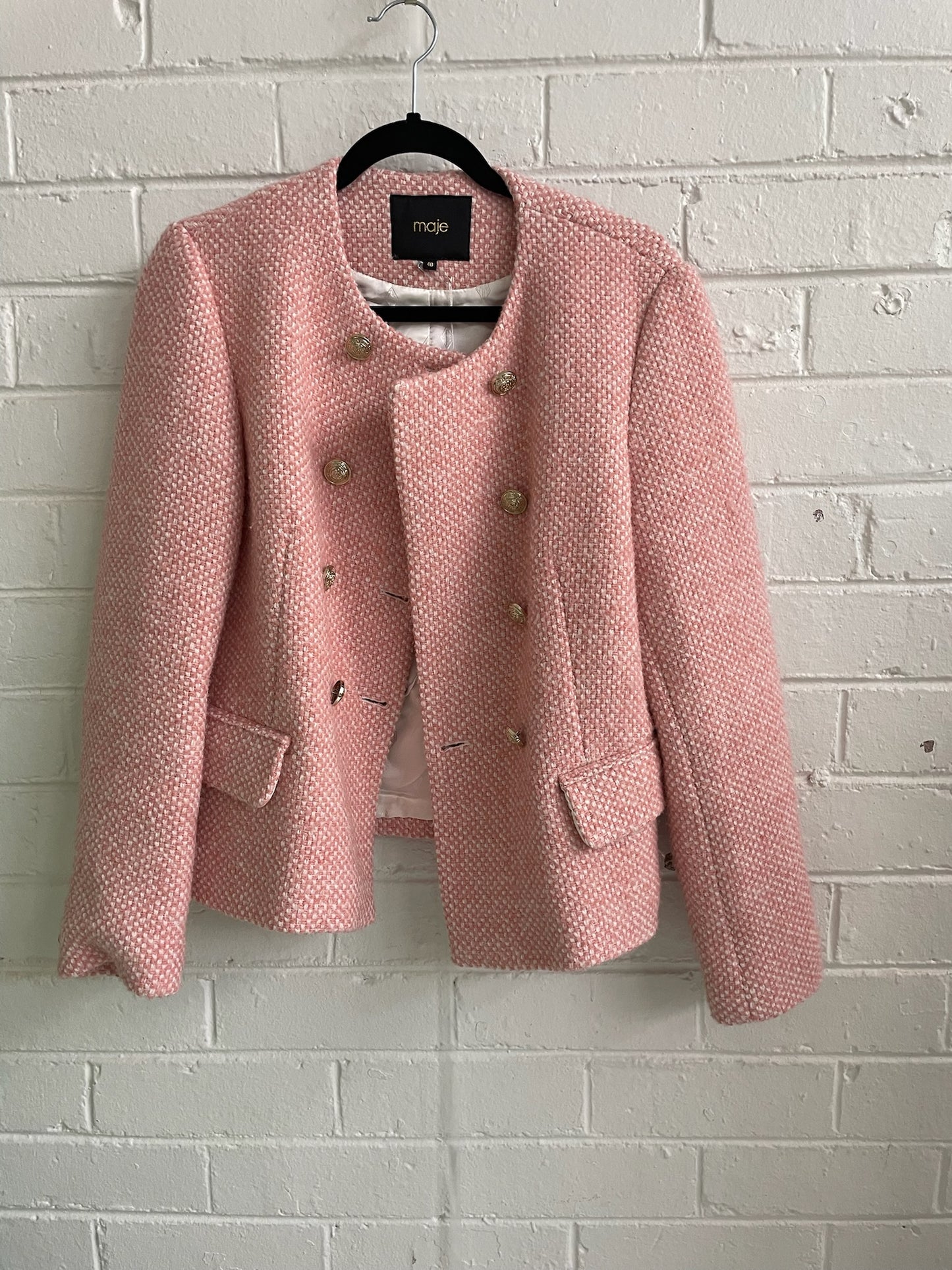 Maje pink and ecru mottled tweed jacket
Sz 40
