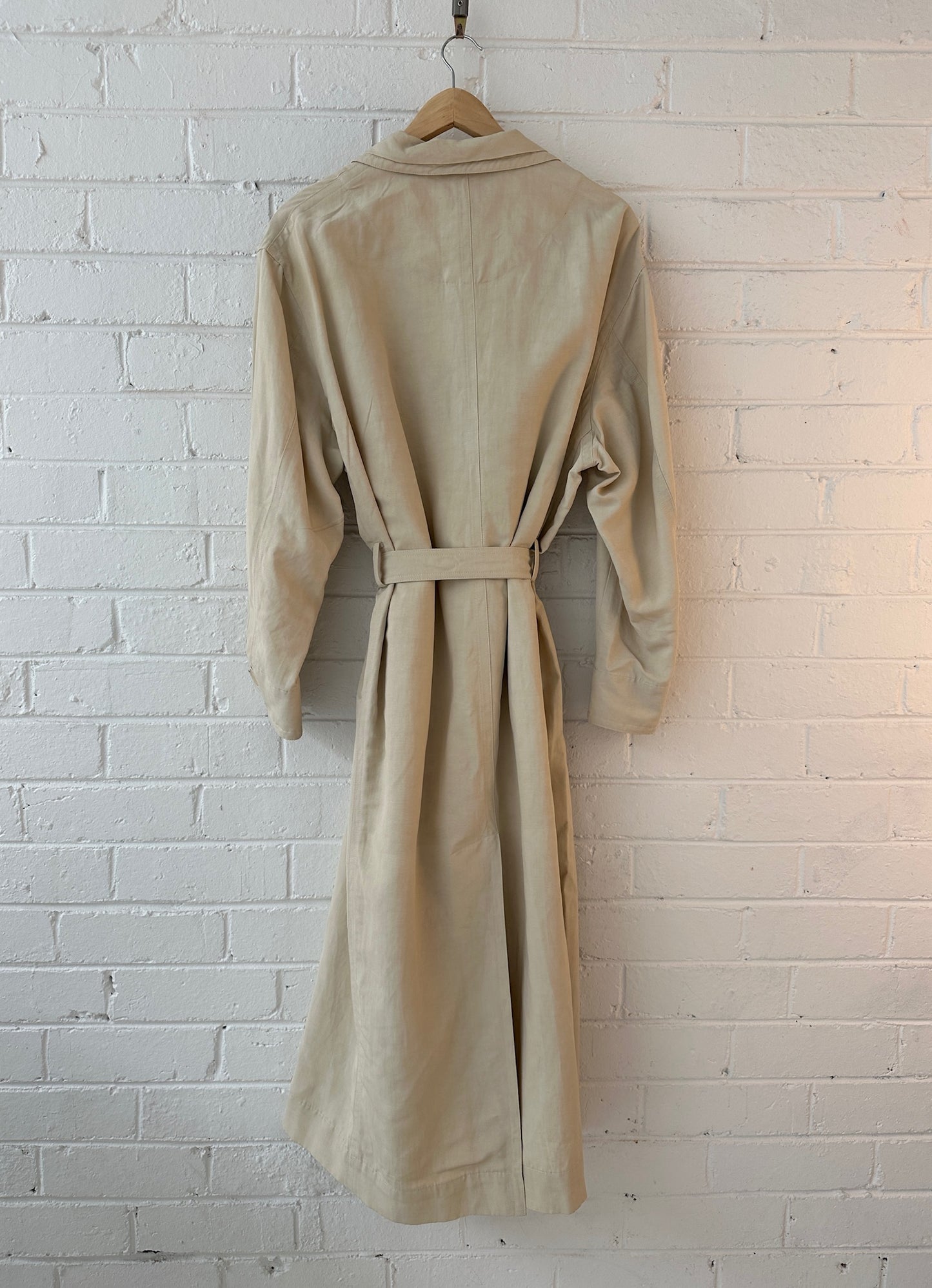 Laurence Bras drill fabric trench in oatmeal Sz 2