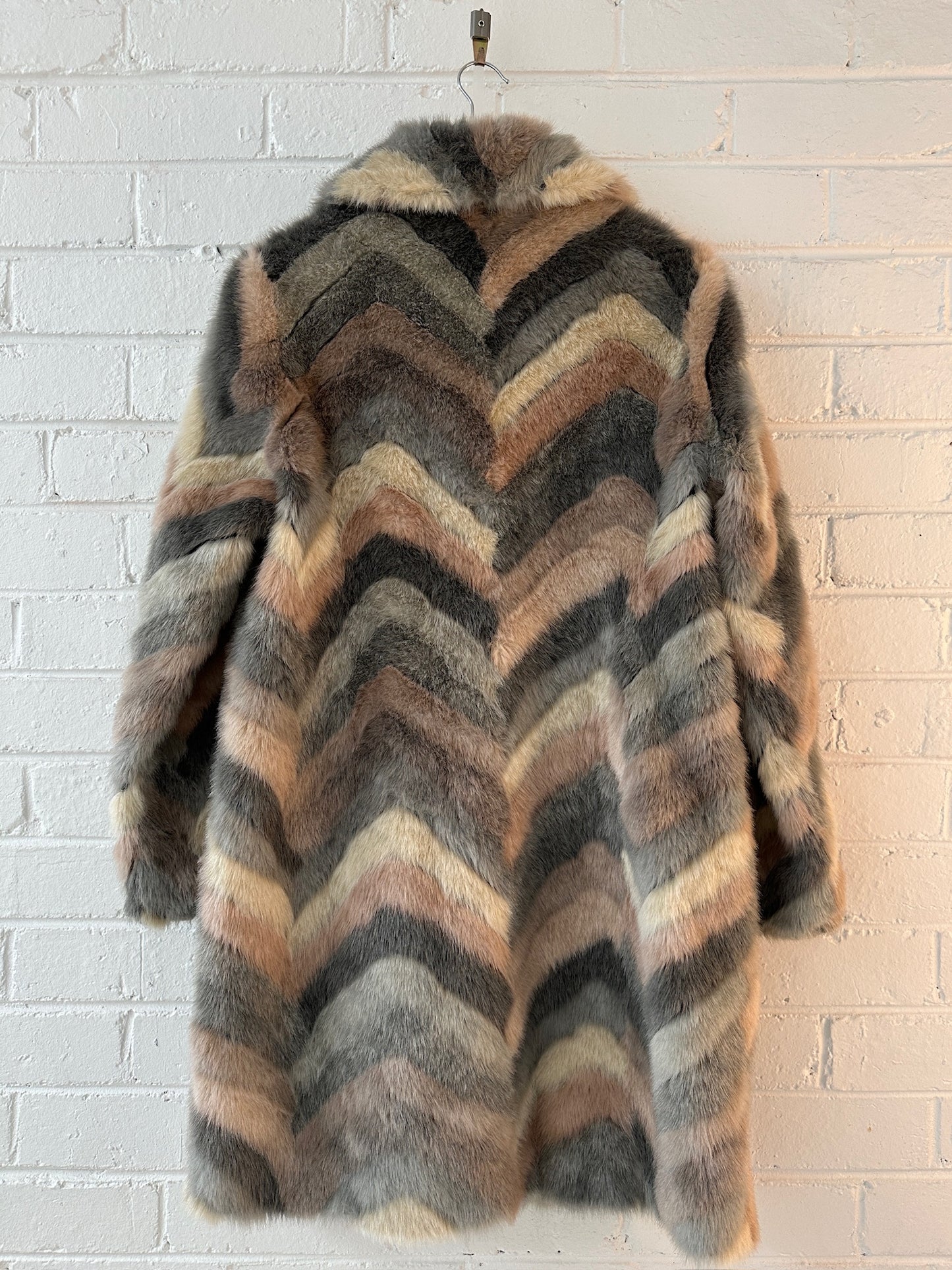 Trelise Cooper multi tone faux fur coat sz M