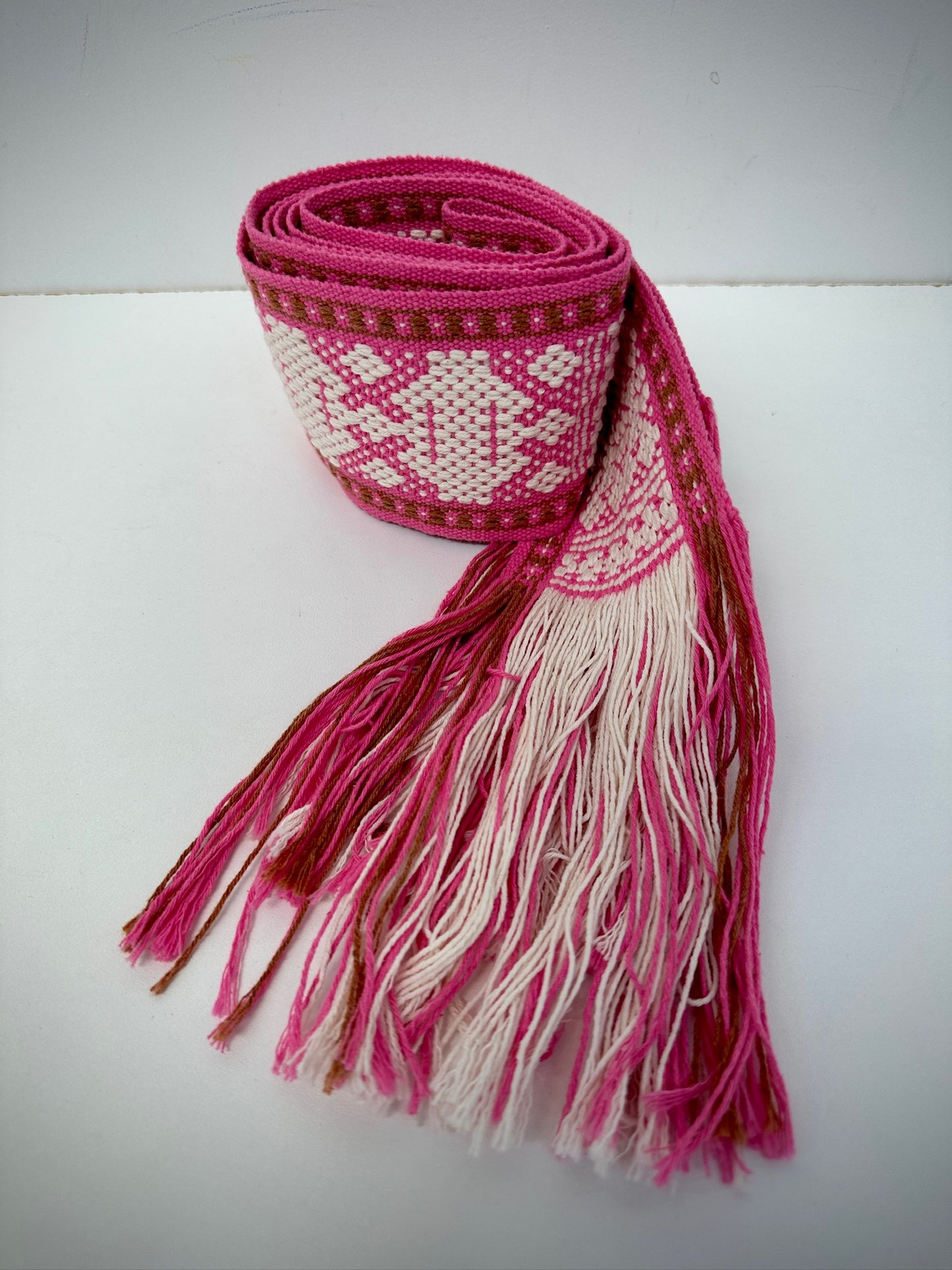 Pippa Holt pink embroidered cotton waist tie belt