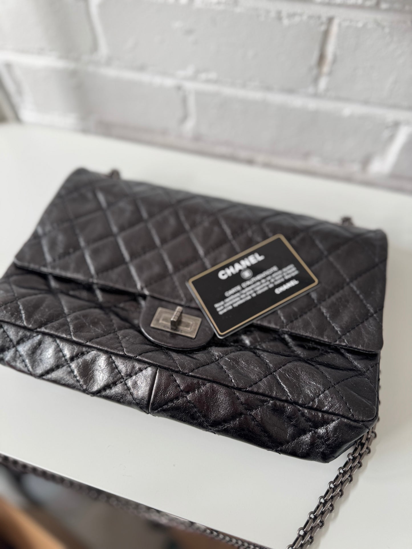 Chanel aged calf skin flap bag