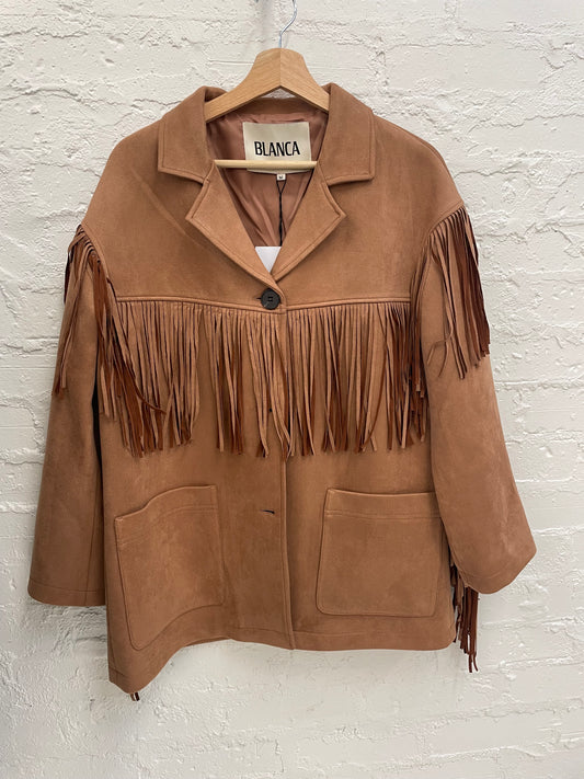Blanca oversized Kiara fringe jacket Sz M new with tags