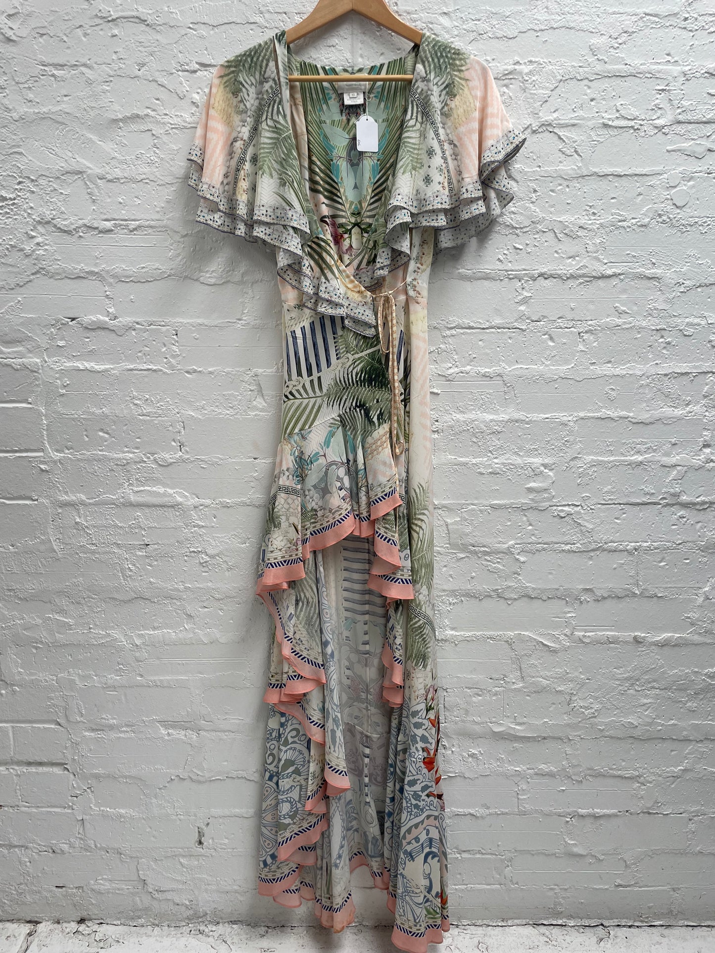 Camilla silk maxi wrap dress flat sleeve size XS