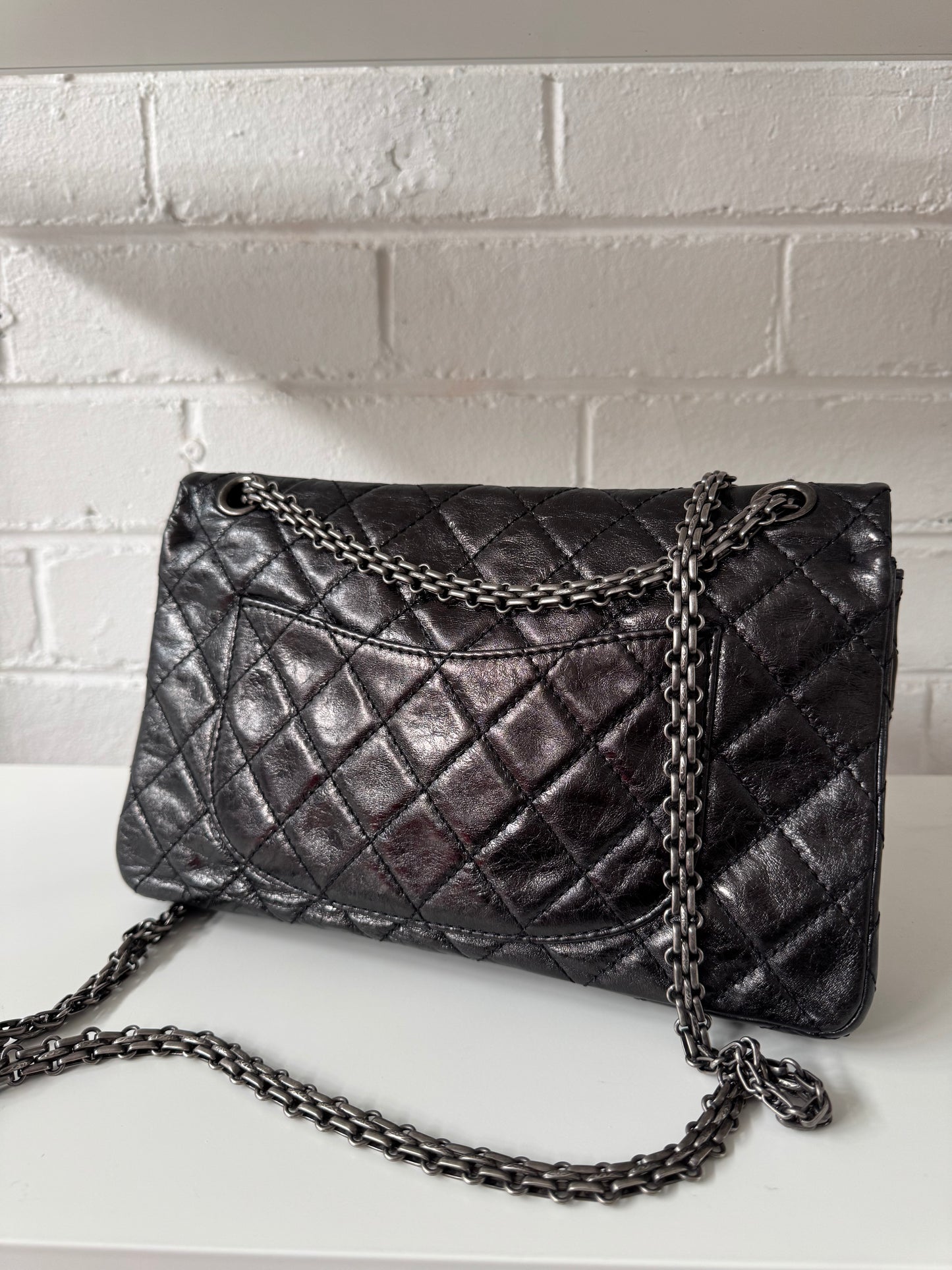 Chanel aged calf skin flap bag
