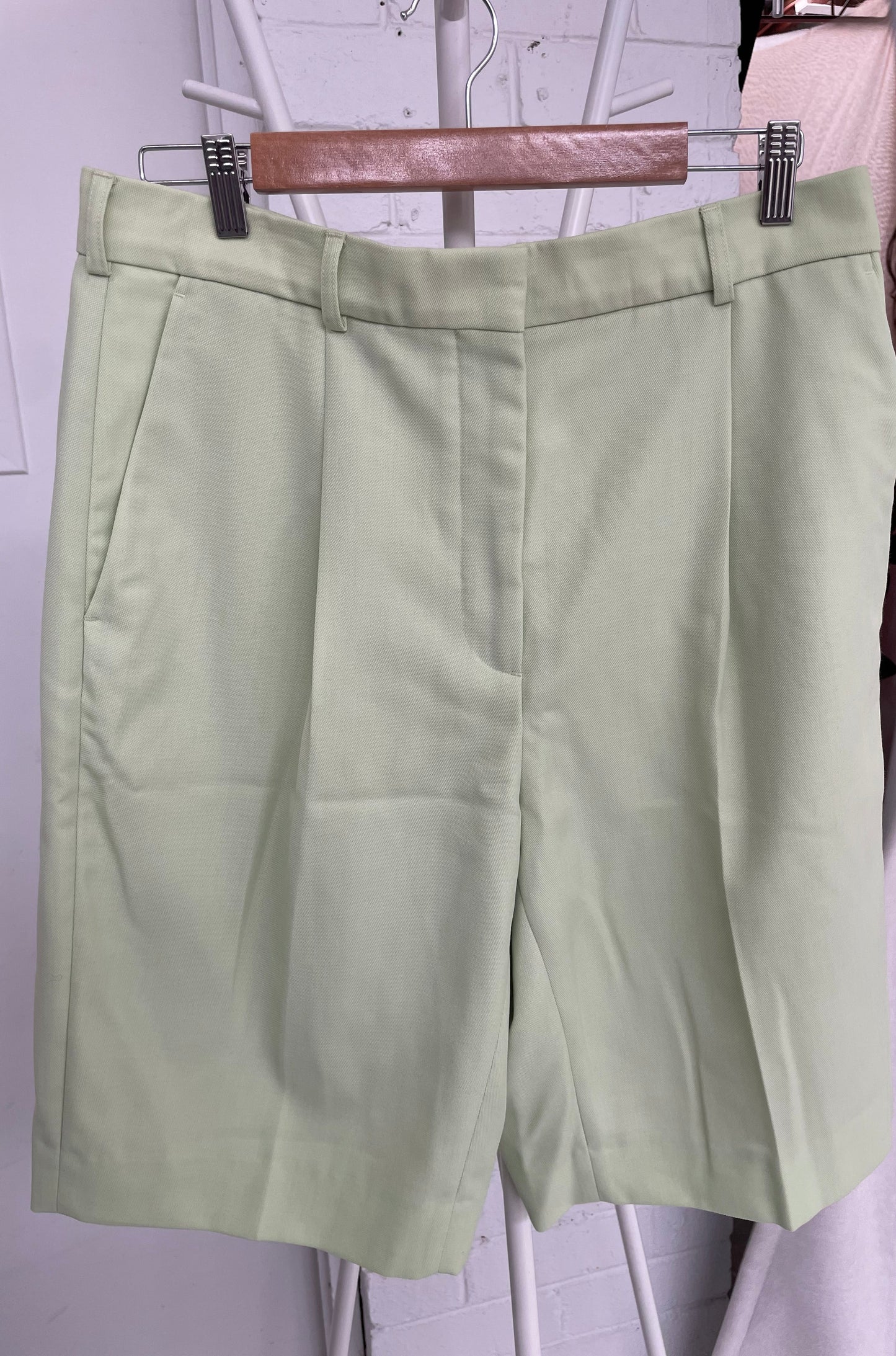 Lime green Acne Studios long wide leg shorts 42