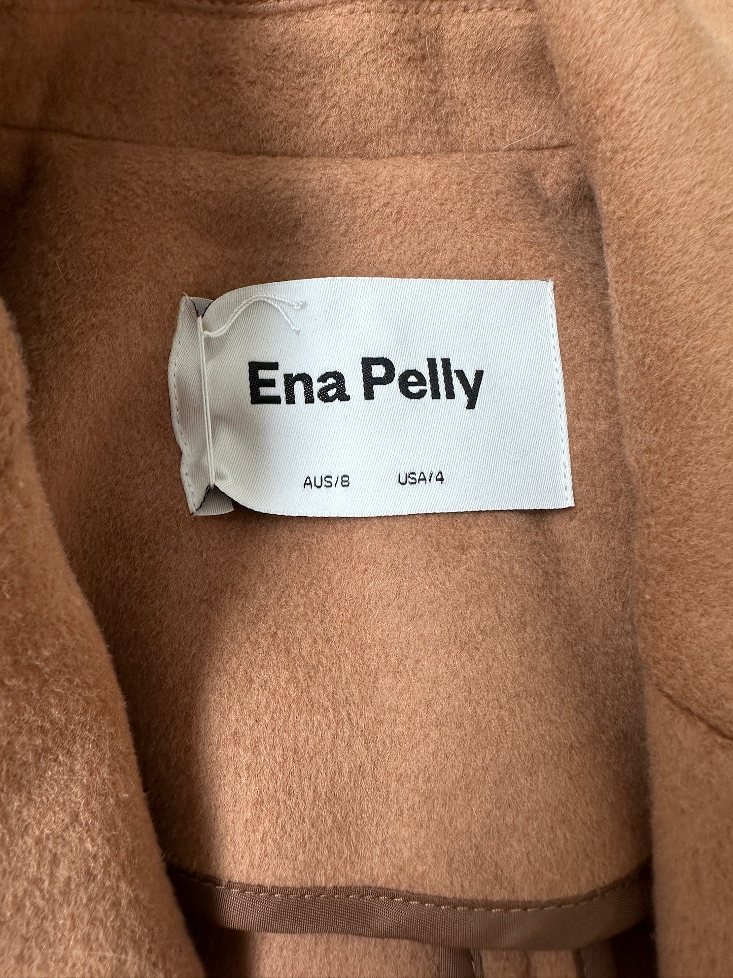 Ena Pelly wool blend tan mid length coat 8