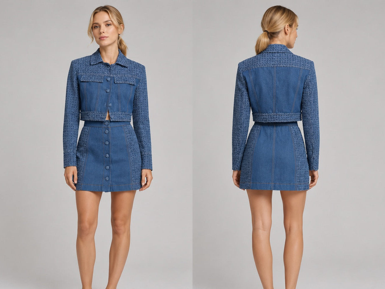 Sabina Musayev cotton crop jacket and mini skirt set Sz S (8)