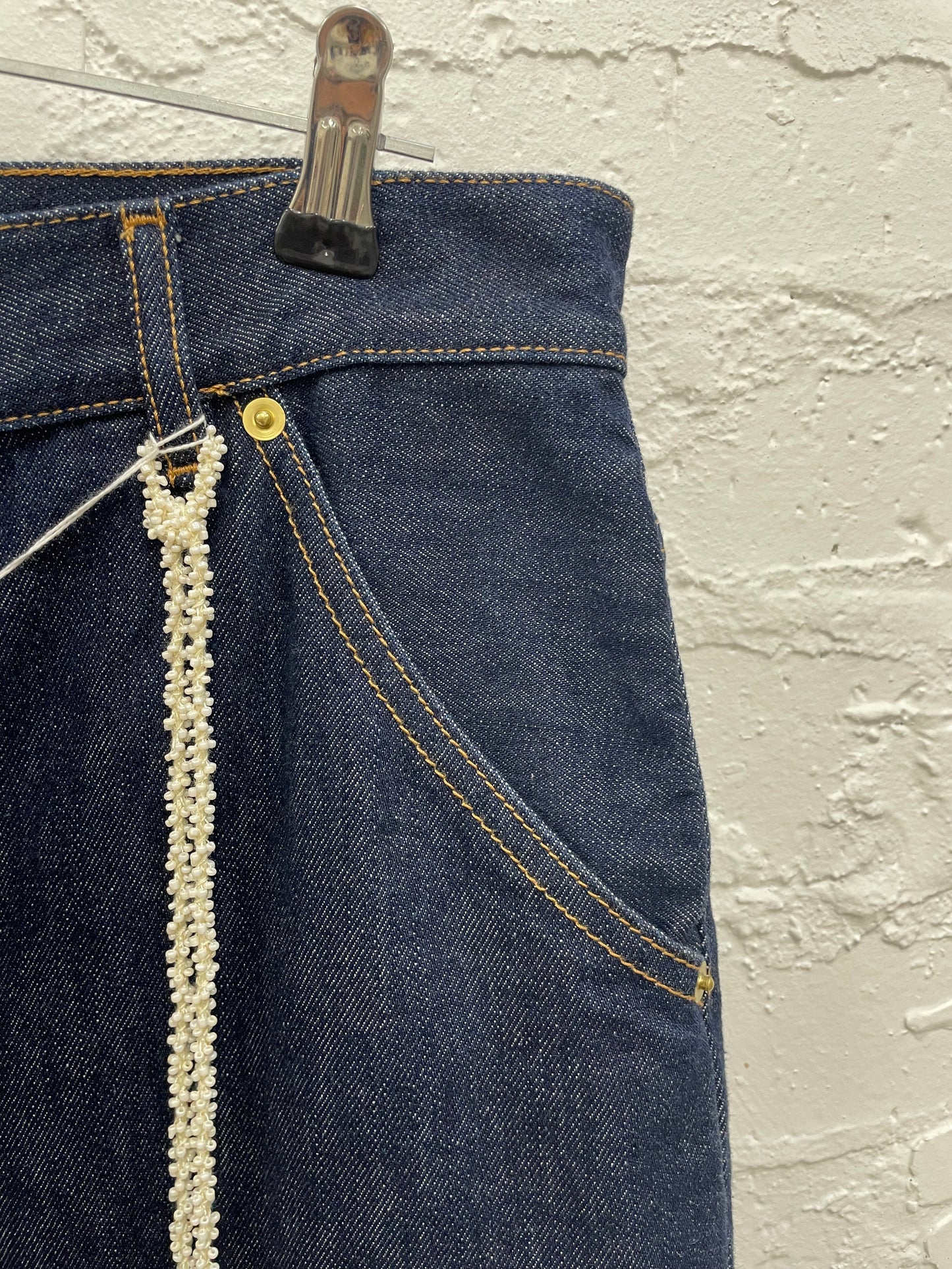 Dark Park Lisa loose for Carpenter jeans with chain detail in dark blue 28 new