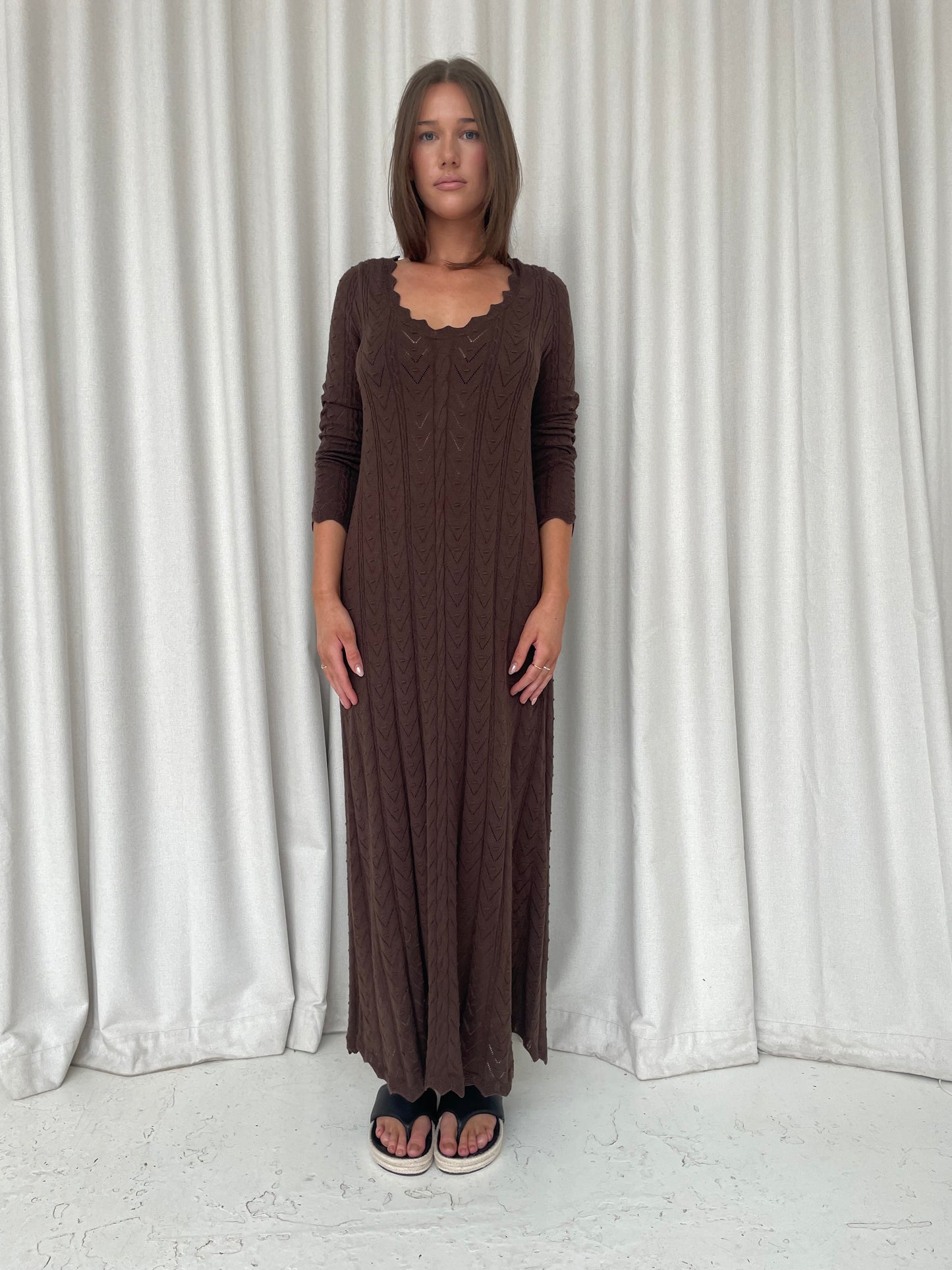Spell Lou Lou brown knit maxi dress like new S