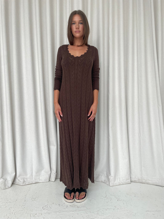 Spell Lou Lou brown knit maxi dress like new S