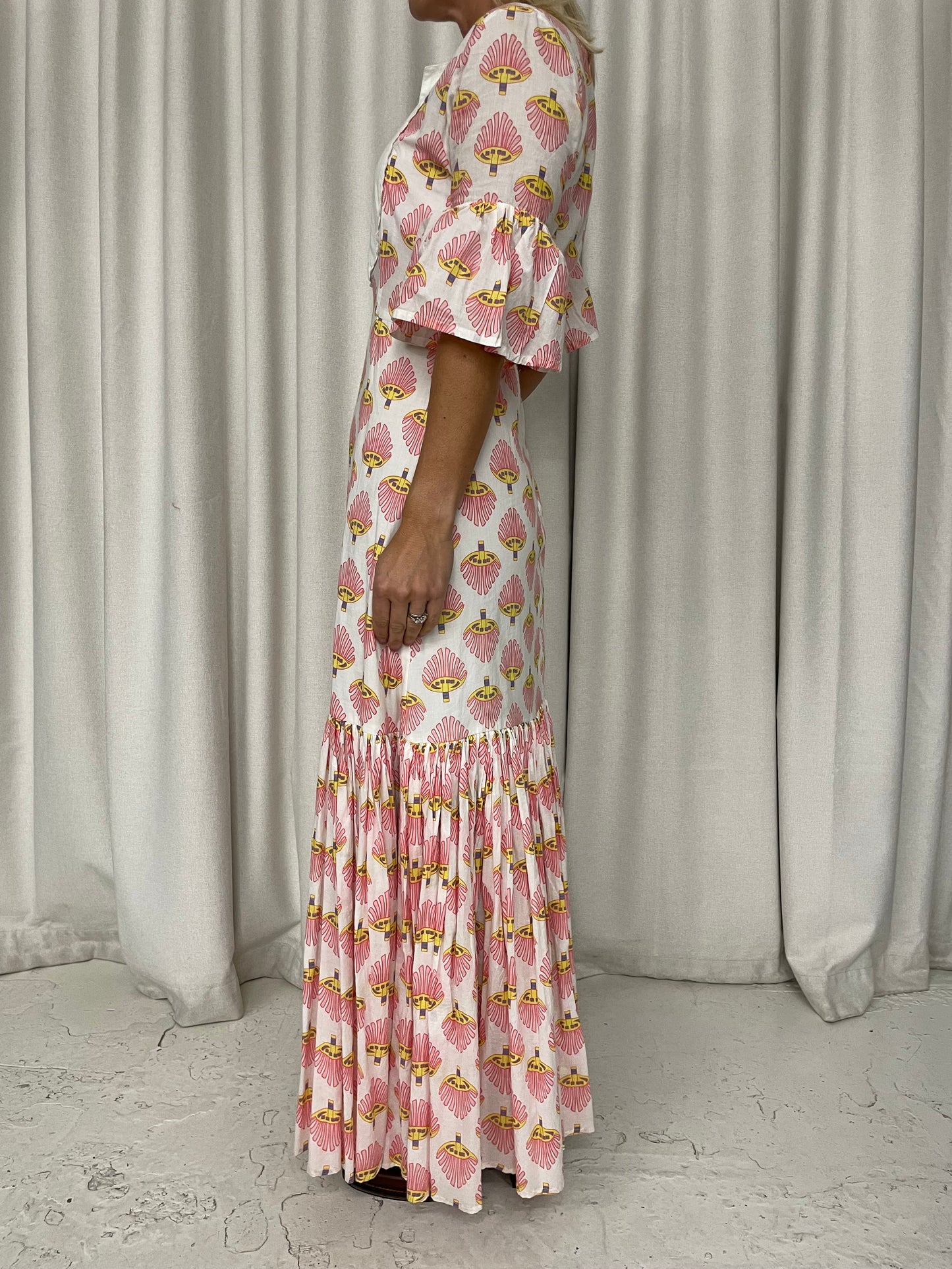Wiggy Kit cotton fitted bodice maxi dress XS or 6-8