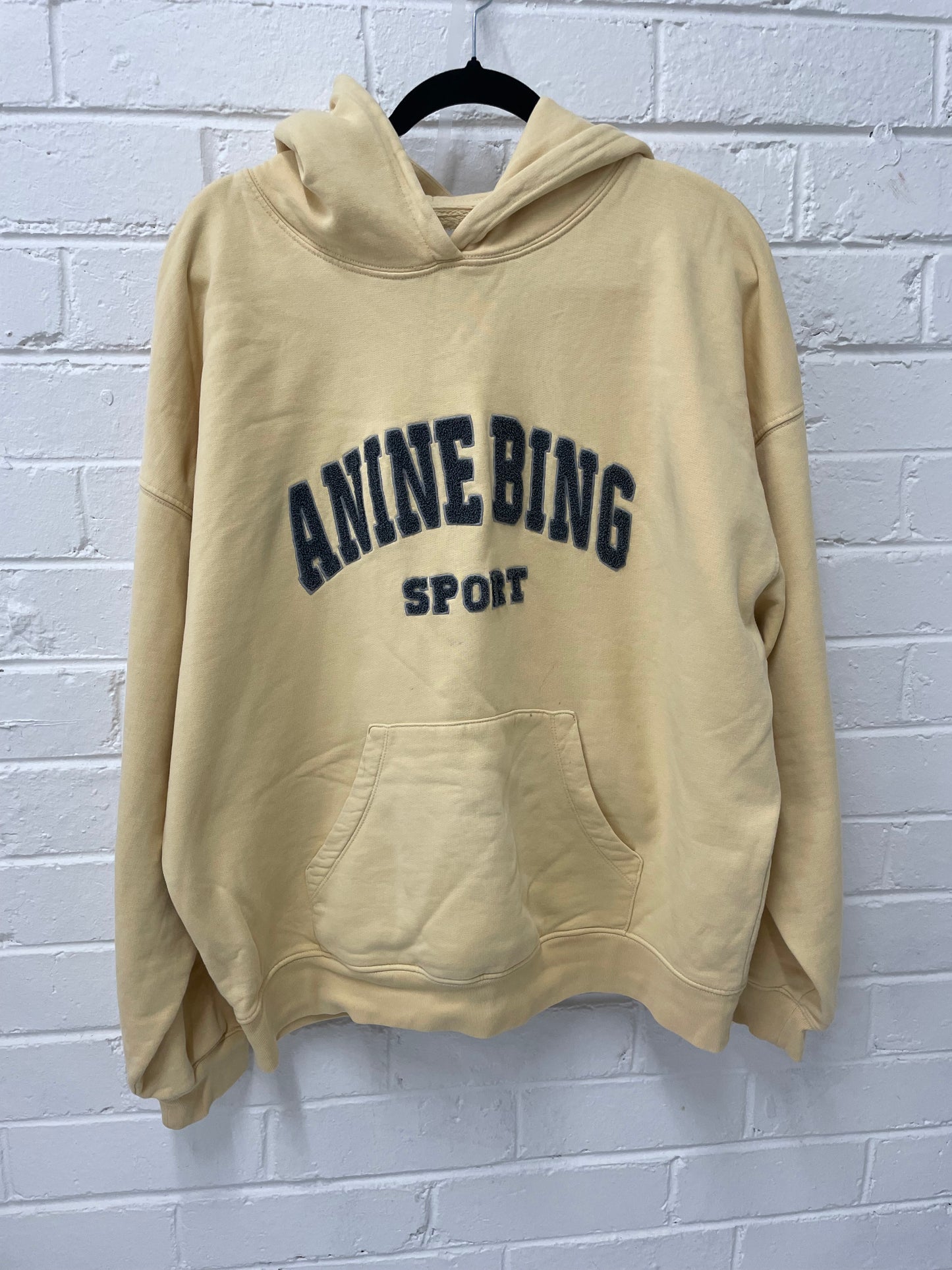 Anine Bing oversized cotton slouchy Hoodie in butter lemon colour size medium