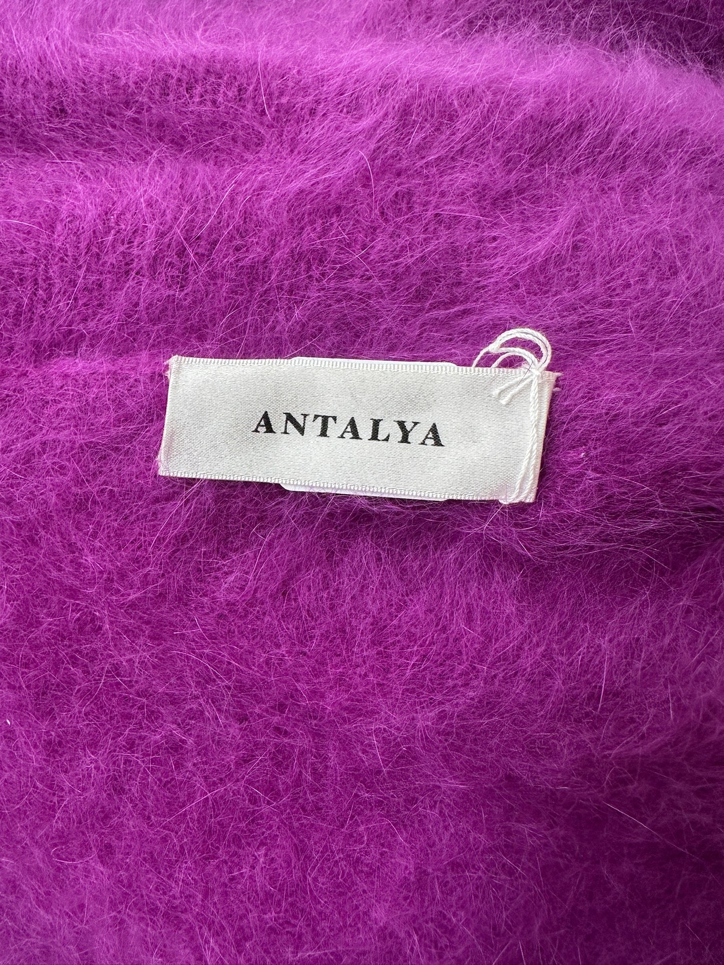 Antalya bright purple angora long cardigan one size