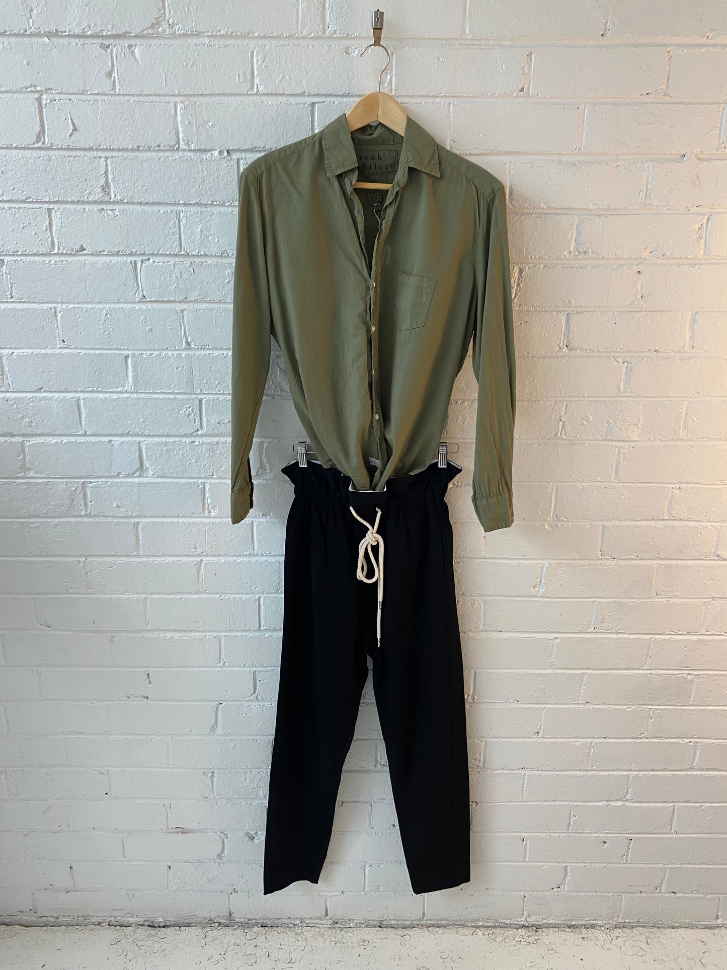 Bassike viscose blend paper bag black pants size 0