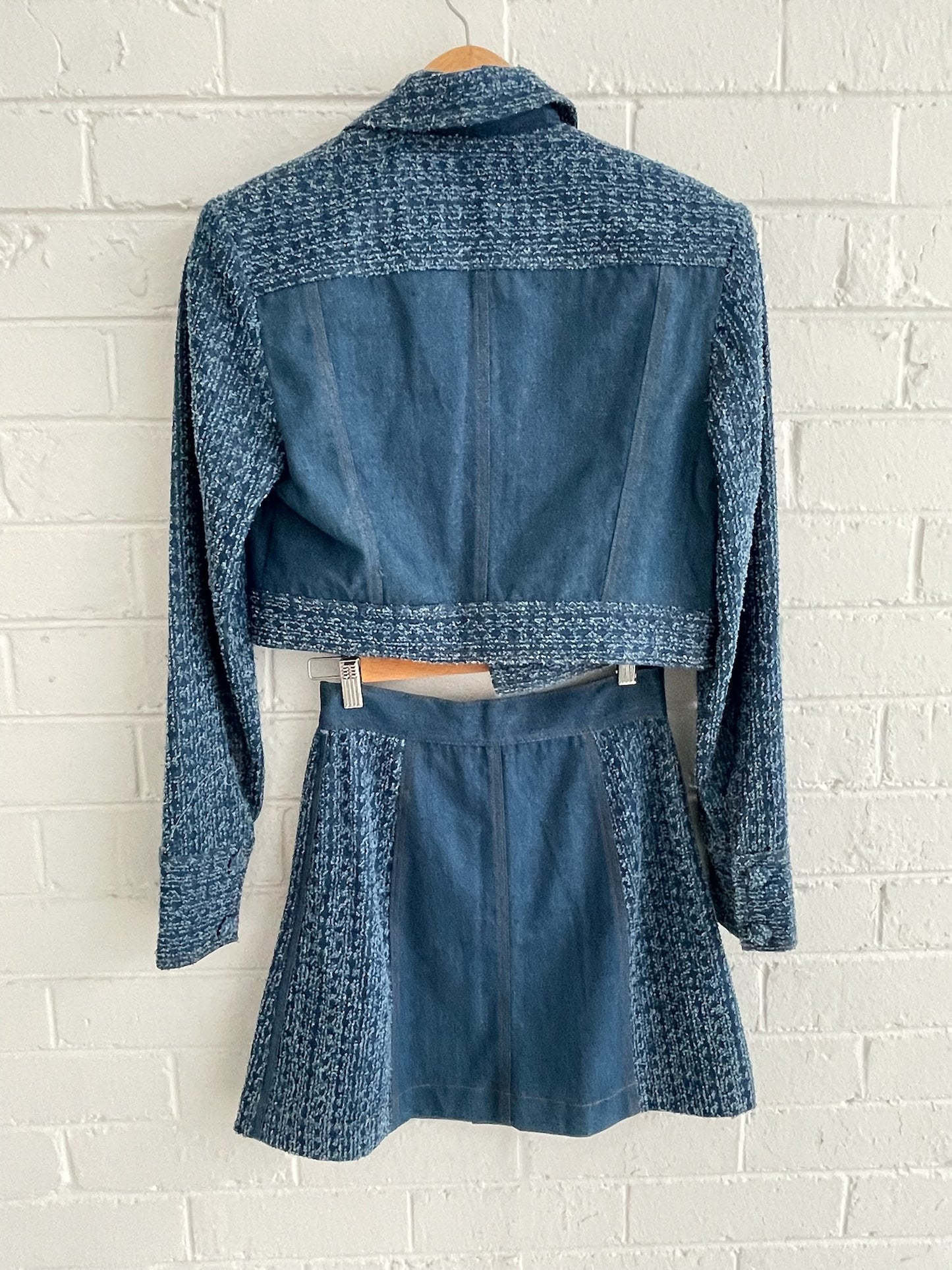 Sabina Musayev cotton crop jacket and mini skirt set Sz S (8)