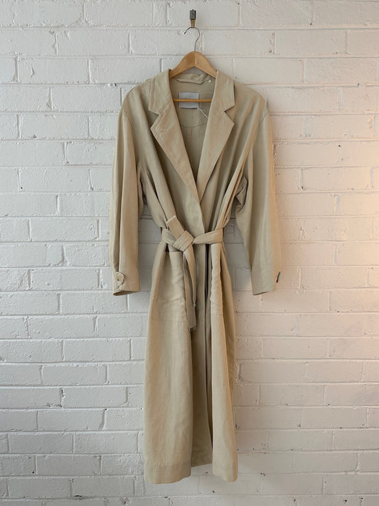 Laurence Bras drill fabric trench in oatmeal Sz 2