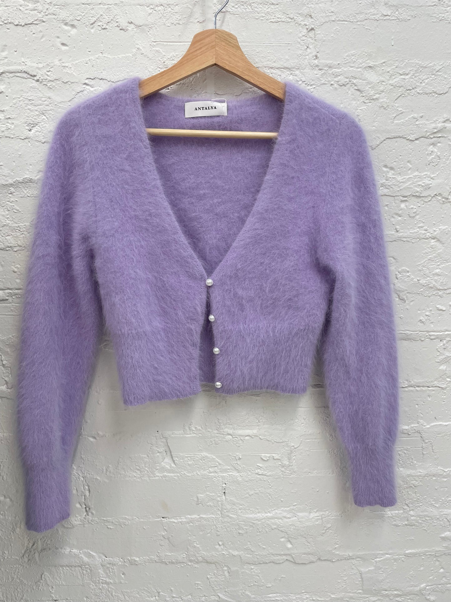 Antalya angora lilac cropped knit Sz M