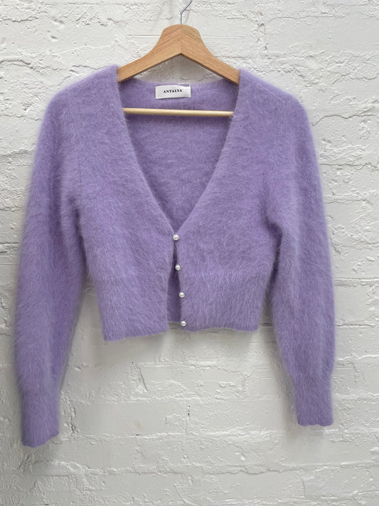 Antalya angora lilac cropped knit Sz M