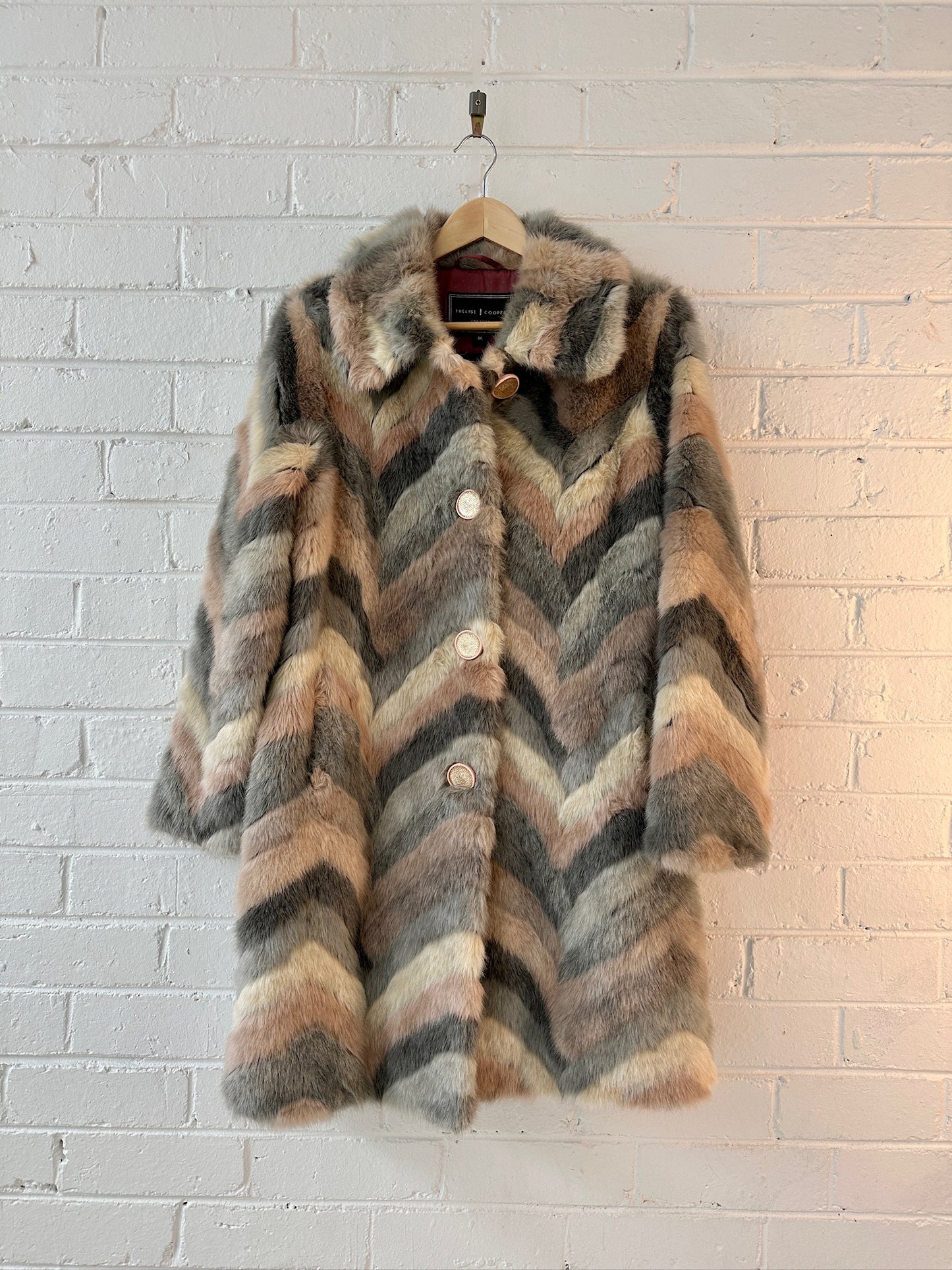 Trelise Cooper multi tone faux fur coat sz M
