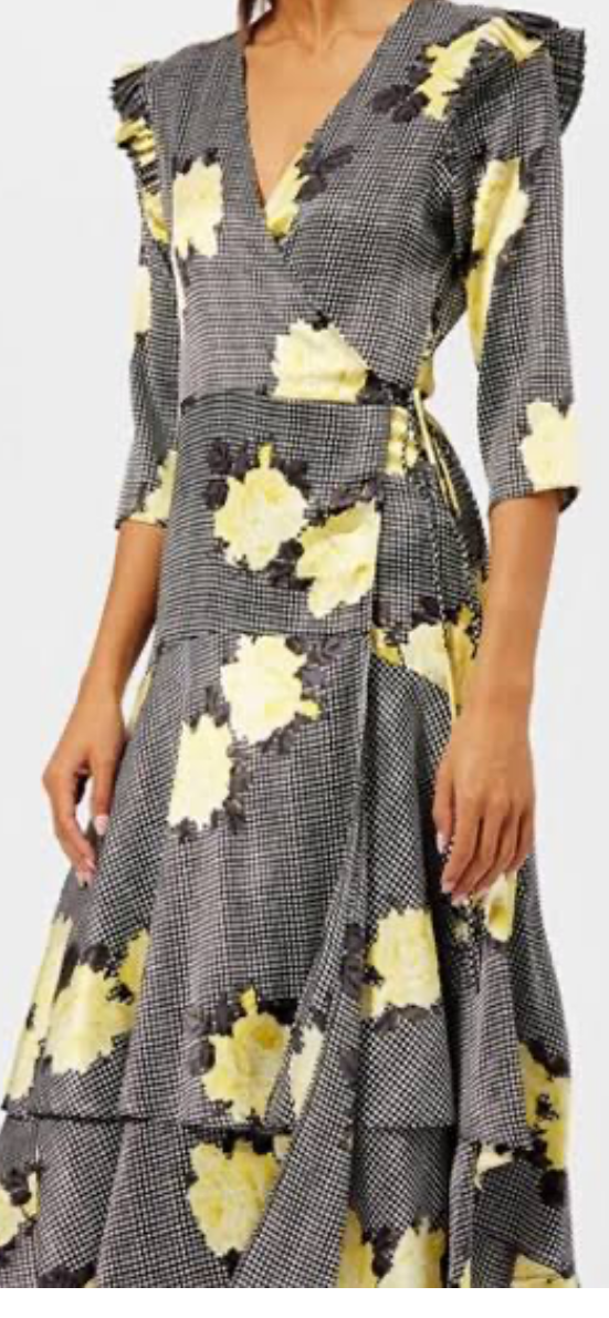 Ganni silk Calla wrap midi dress sz  34