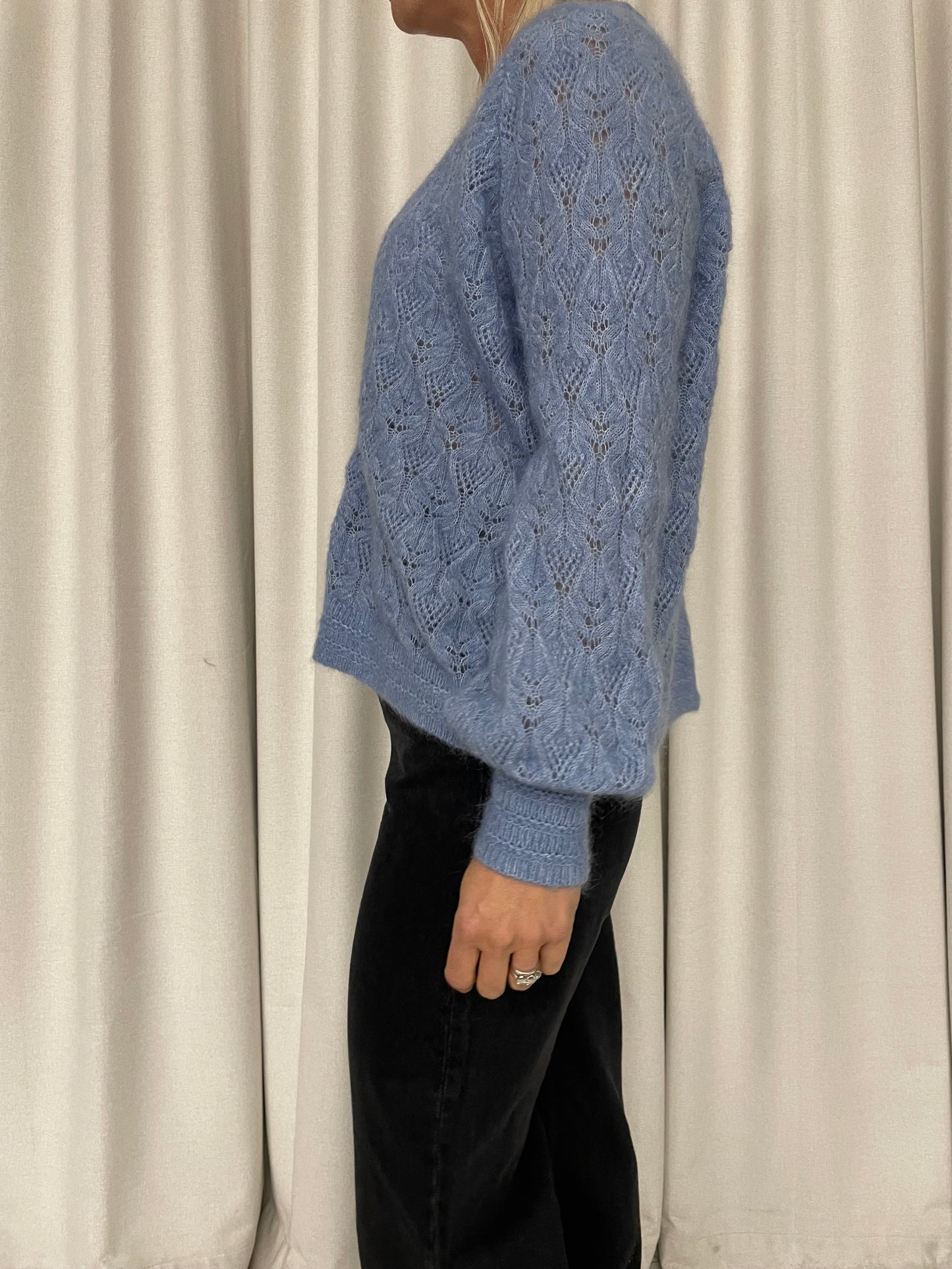 Sezane cornflower blue mohair knit cardigan size XS