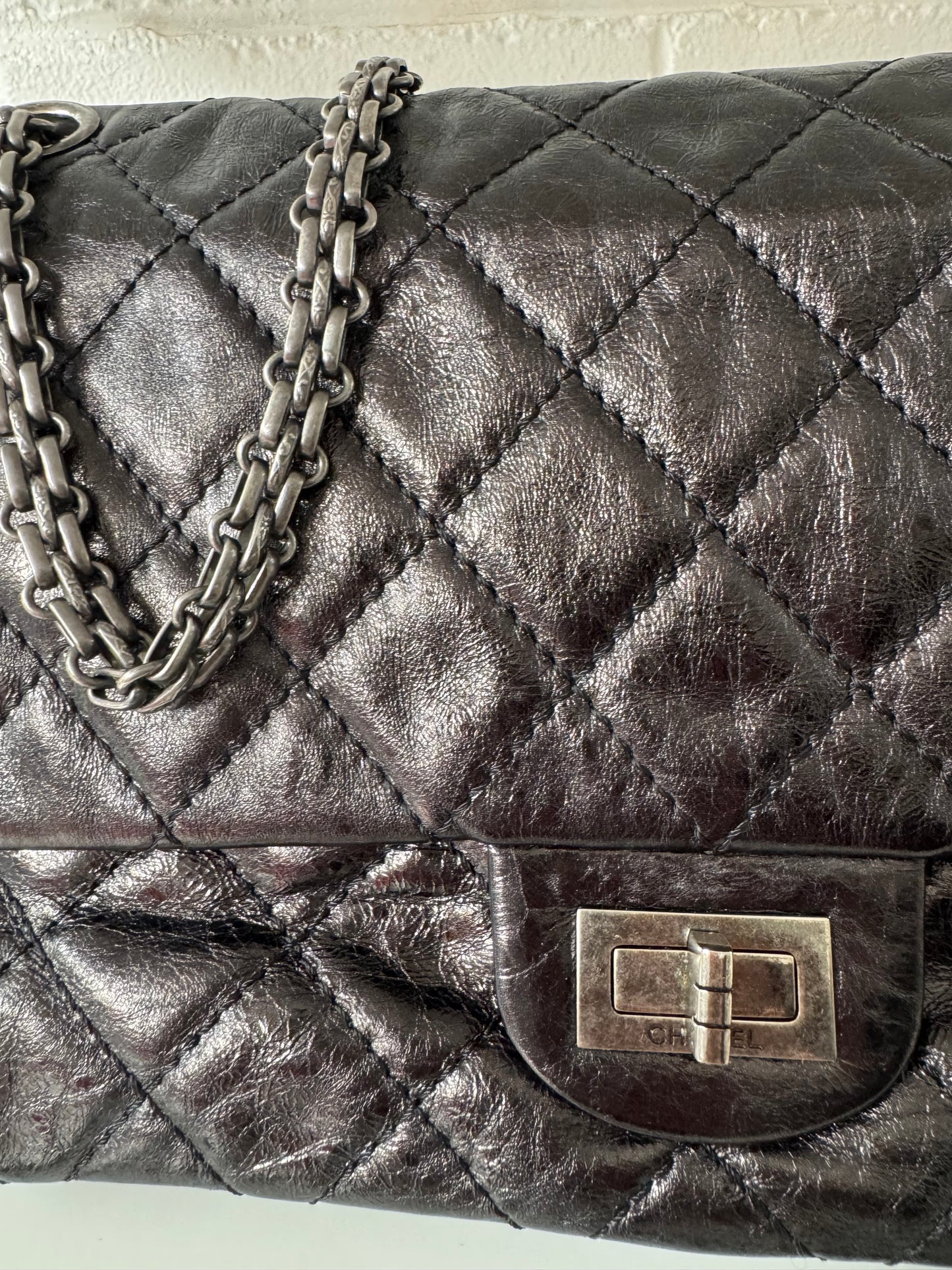 Chanel aged calf skin flap bag