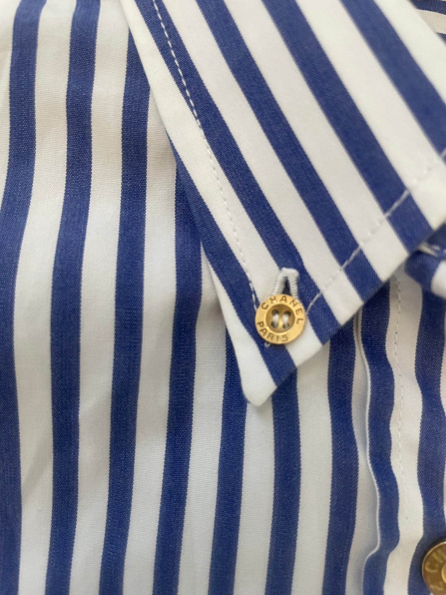 Rare vintage Chanel 1990s cotton stripe shirt with logo