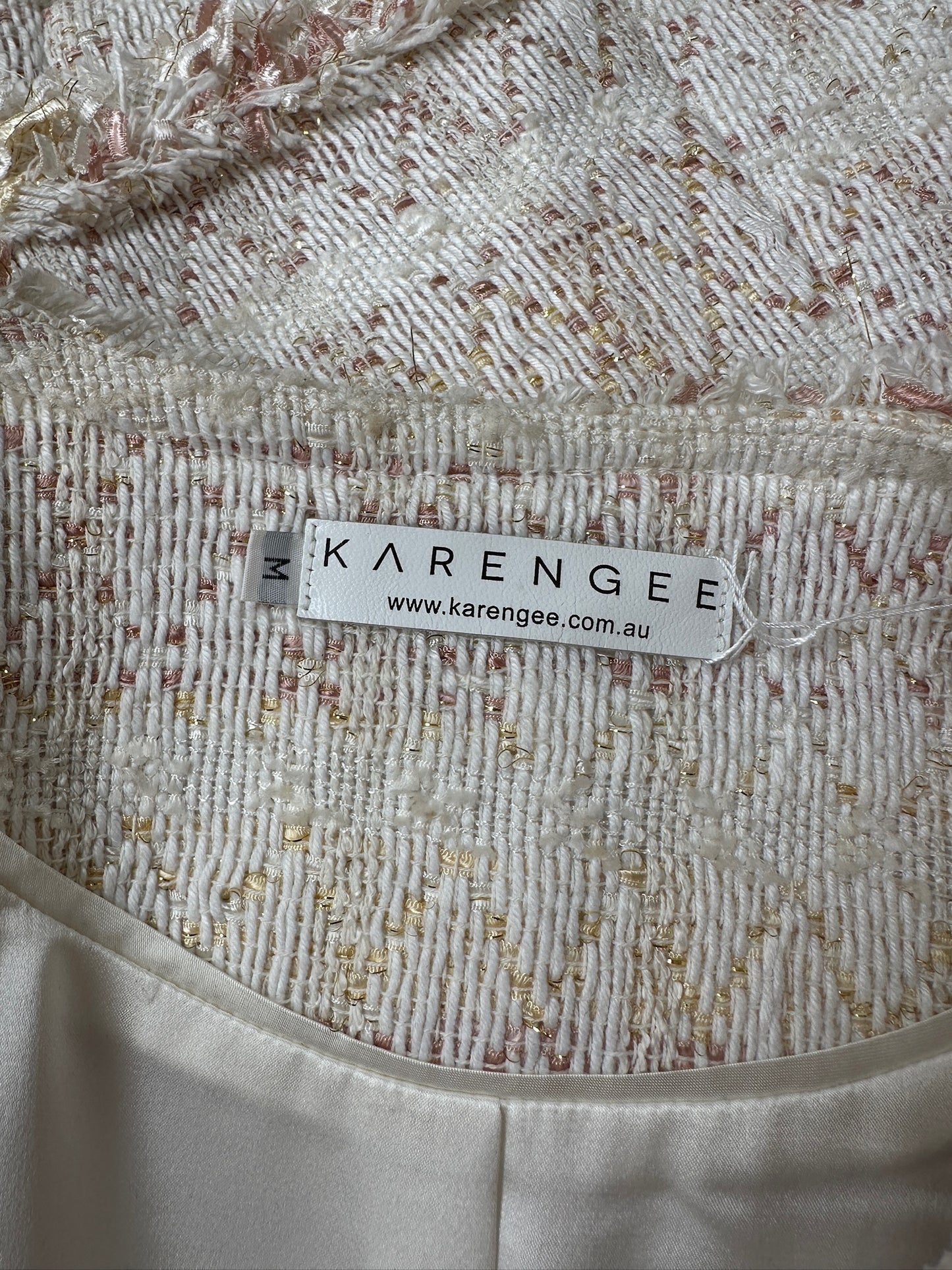 Karen Gee tweed cream tailored blazer sz M