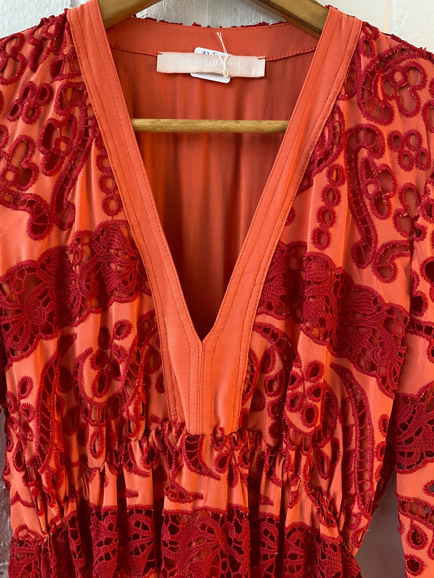 Valerie Khalfon Paris broidery midi dress estimate size S