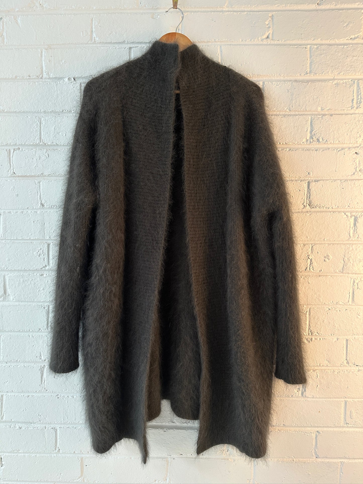 FWRD angora blend olive long cardigan one size