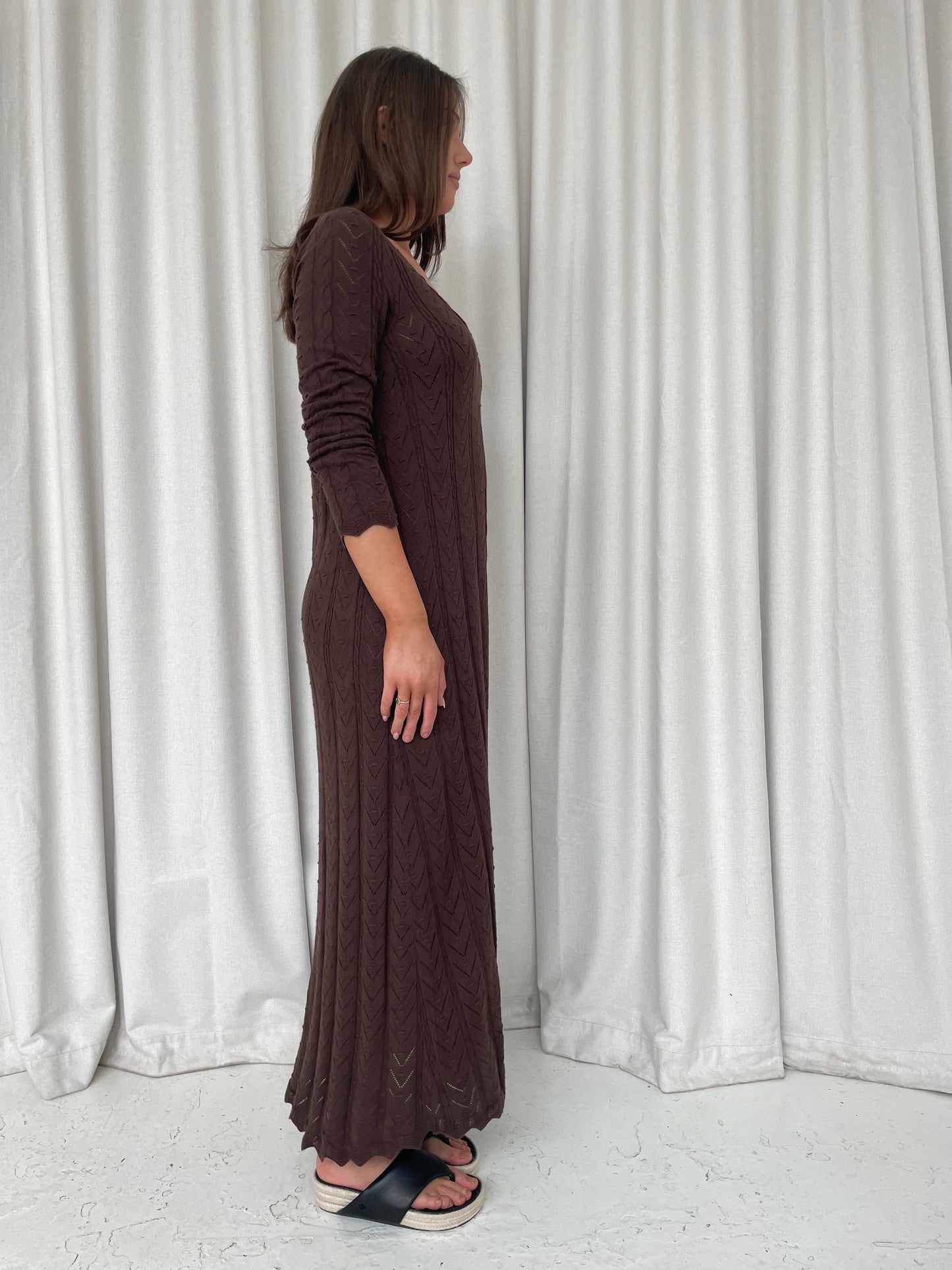 Spell Lou Lou brown knit maxi dress like new S
