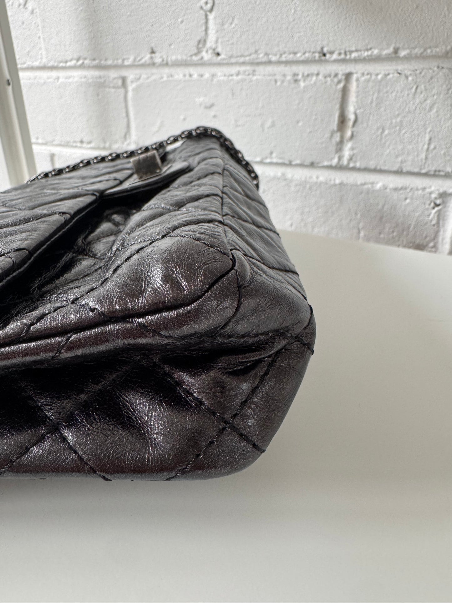 Chanel aged calf skin flap bag