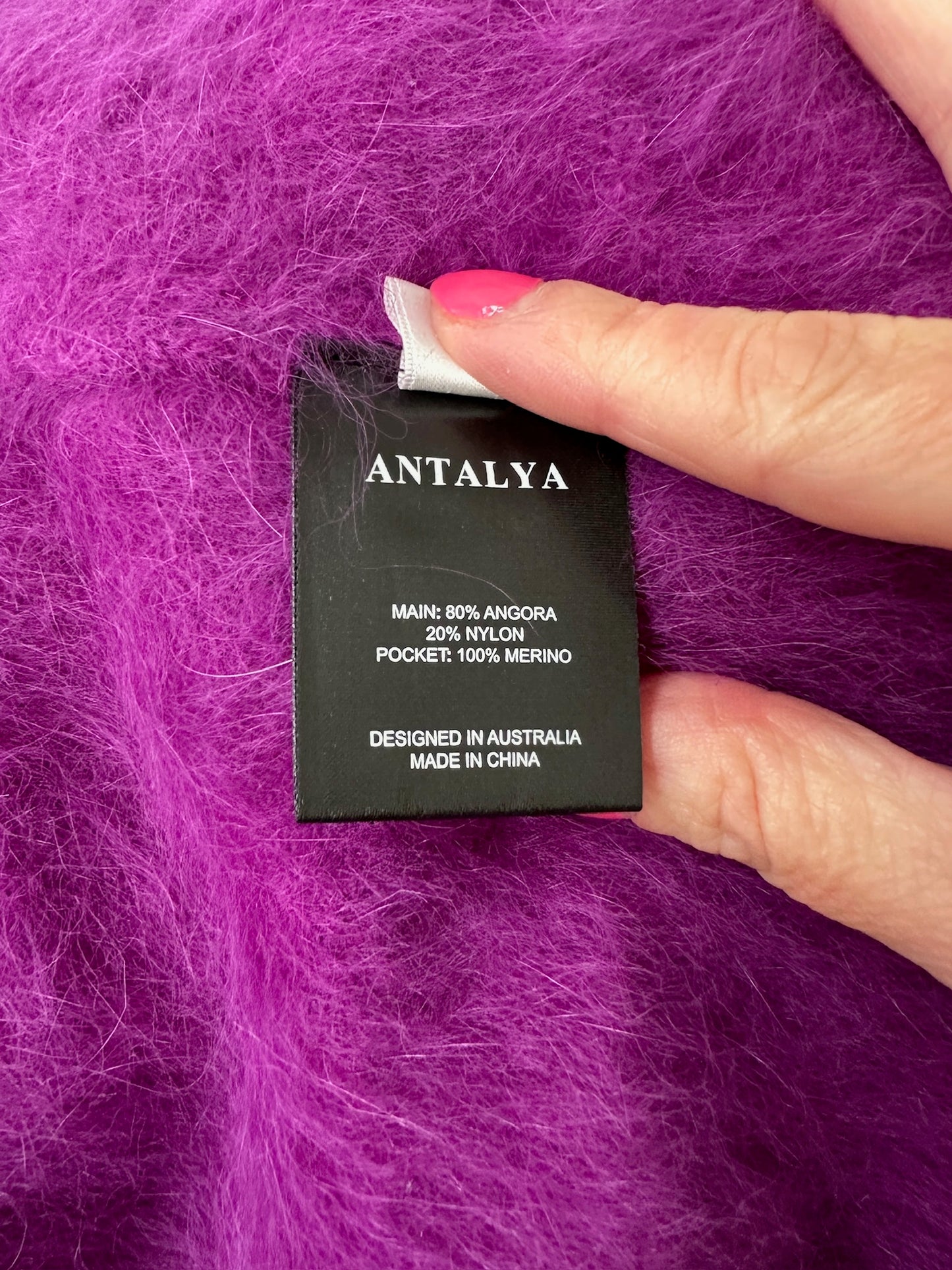 Antalya bright purple angora long cardigan one size