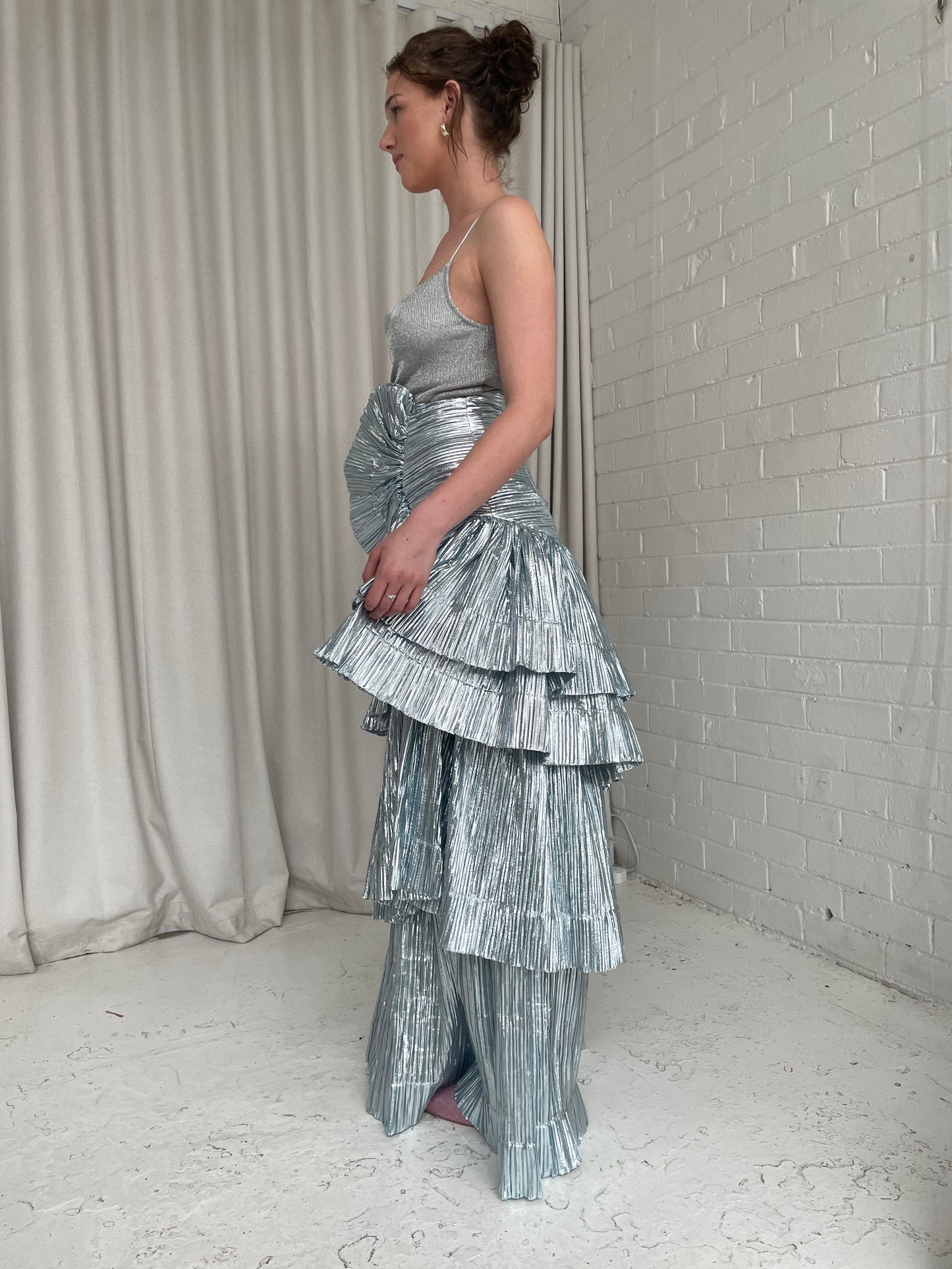 Future Female metallic pleat maxi skirt by Alice McCall Sz 8 NWT